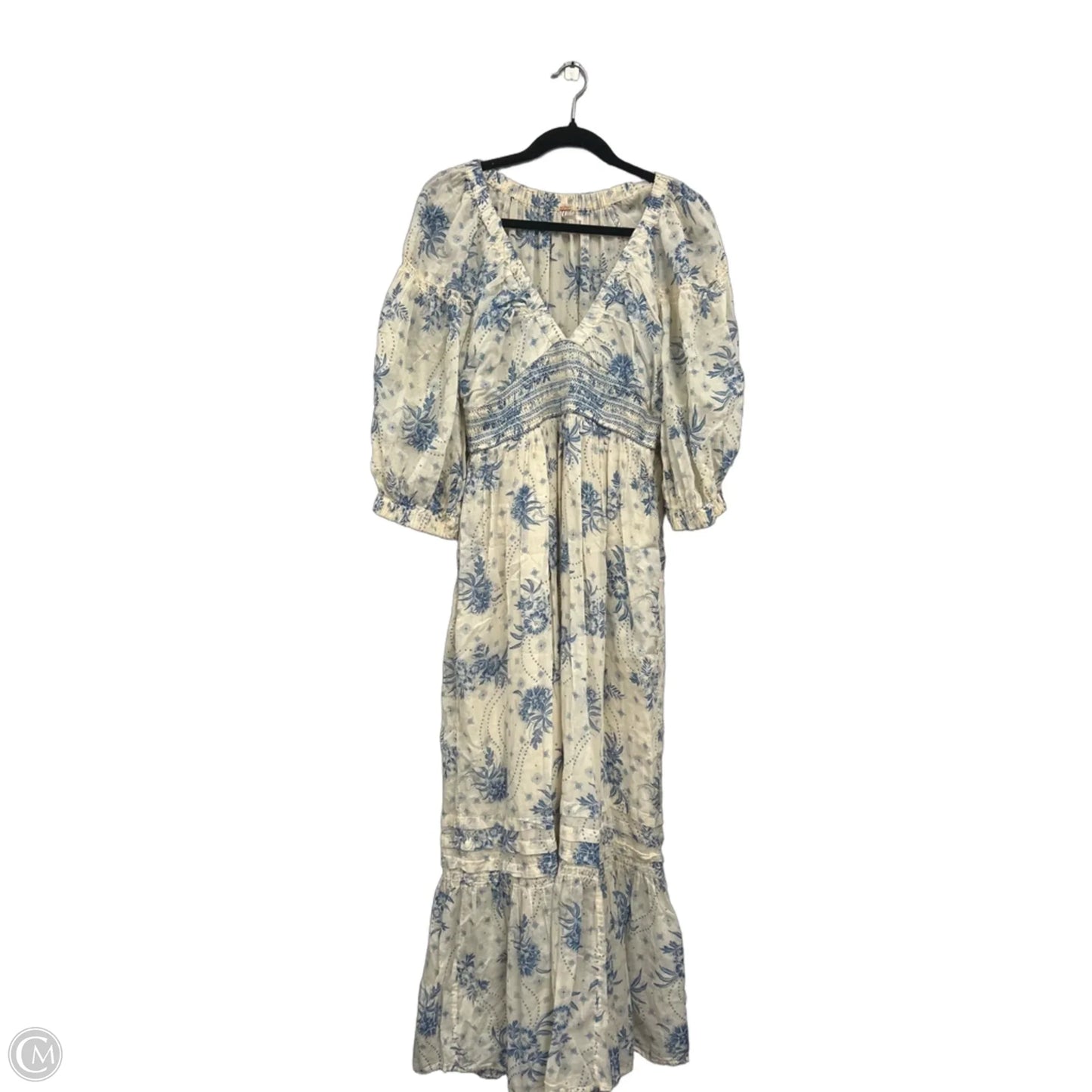 Dress Casual Maxi By Free People In Blue & Cream, Size: M