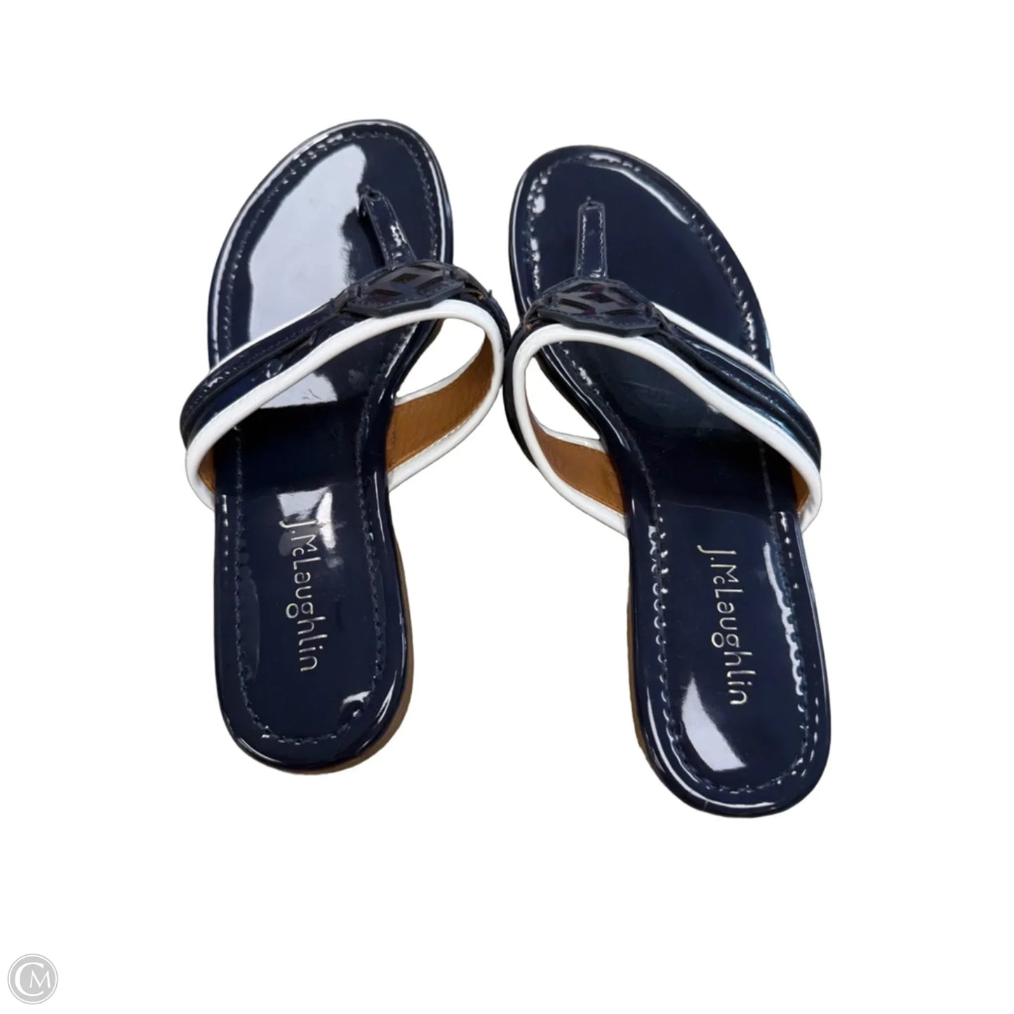 Sandals Flats By J Mclaughlin In Blue & White, Size: 8