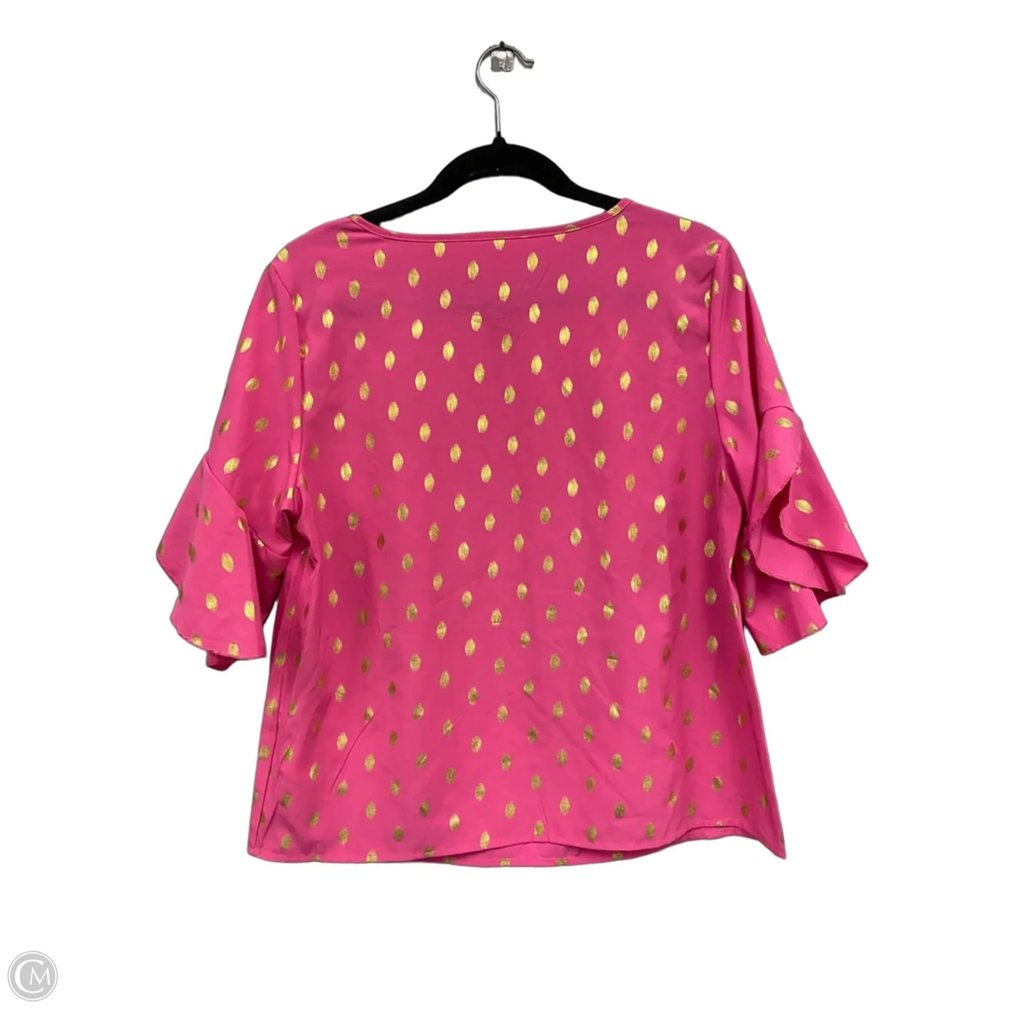 Top Short Sleeve By Emery Rose In Gold & Pink, Size: M