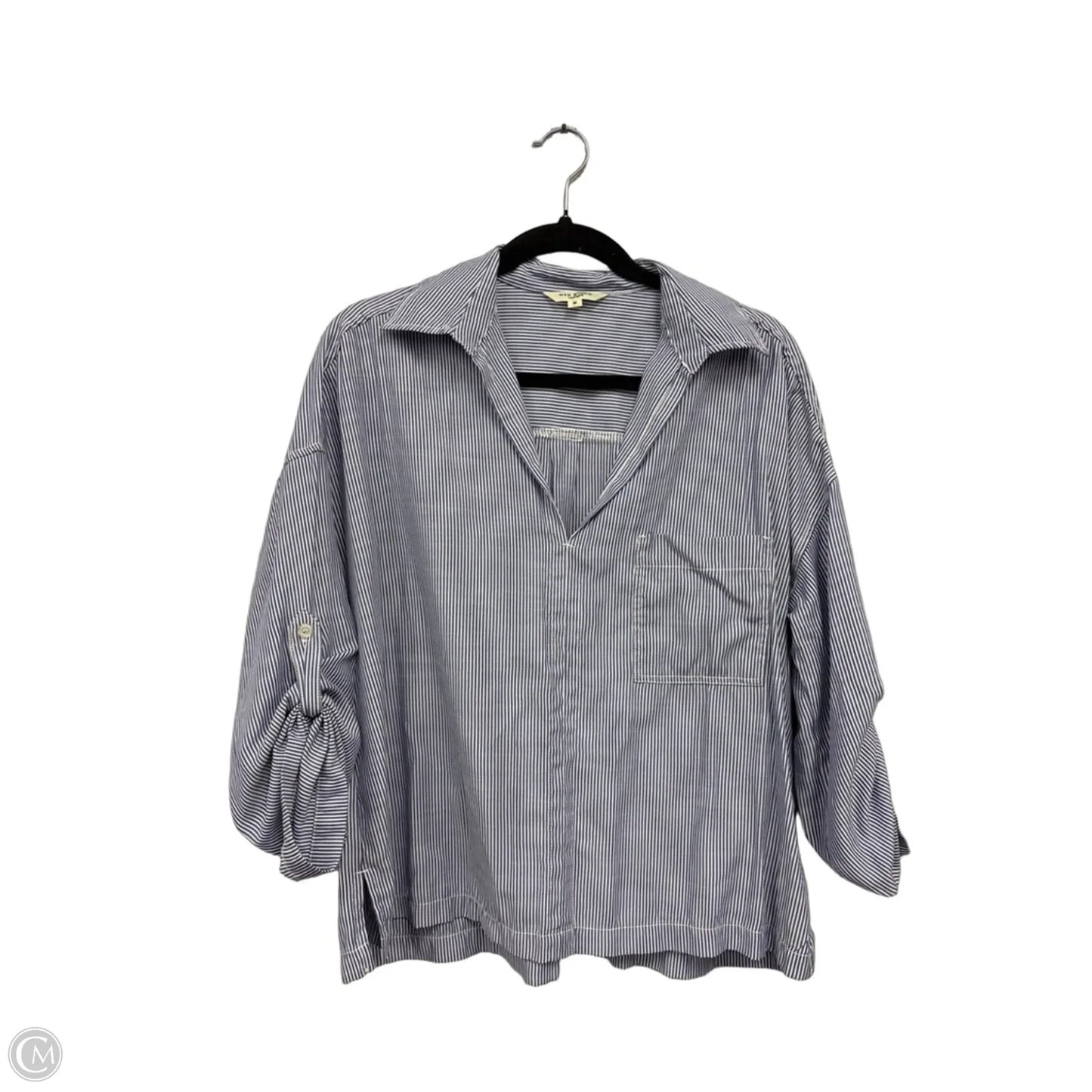 Top 3/4 Sleeve By Max Studio In Blue & White, Size: M
