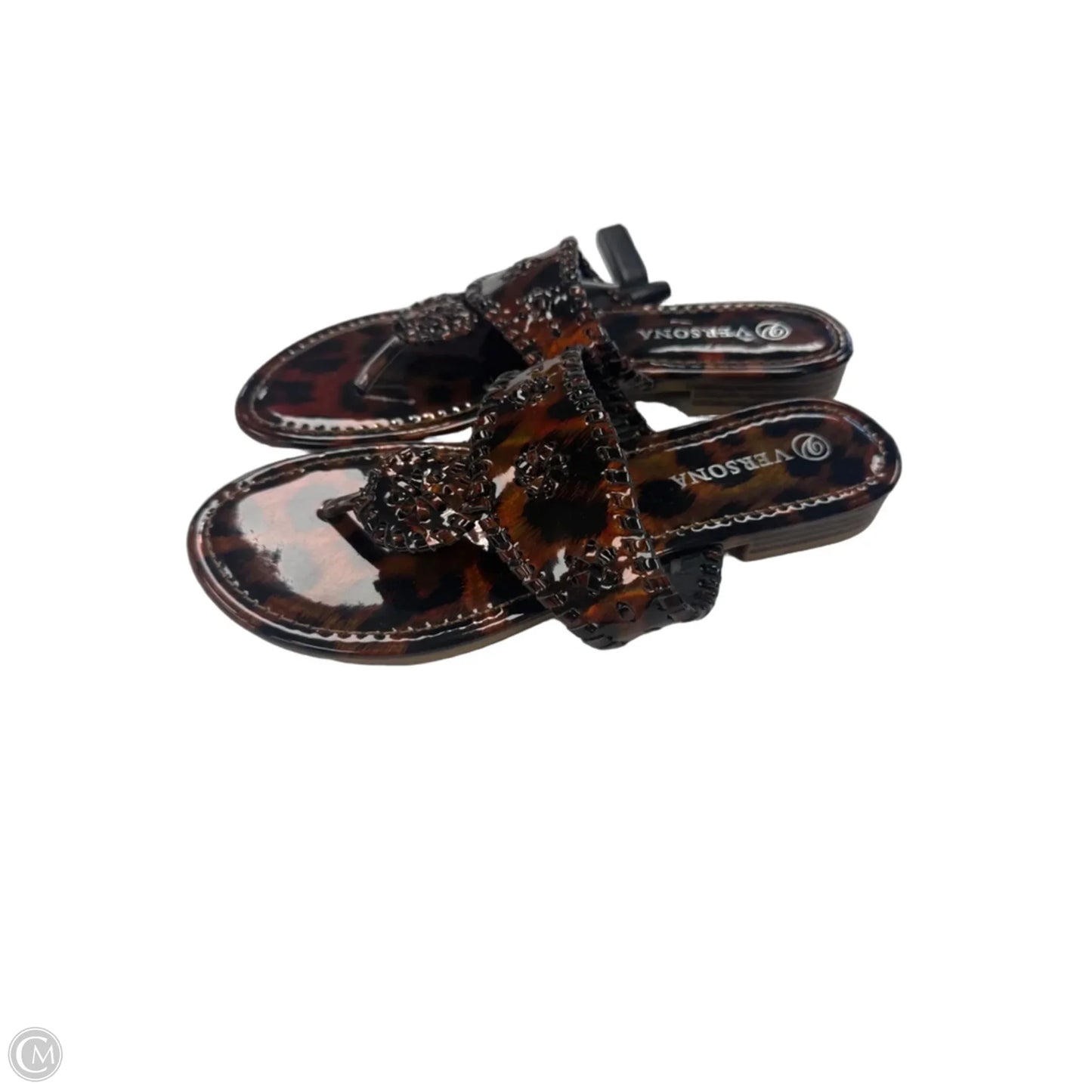 Sandals Flats By Versona In Black & Brown, Size: 8