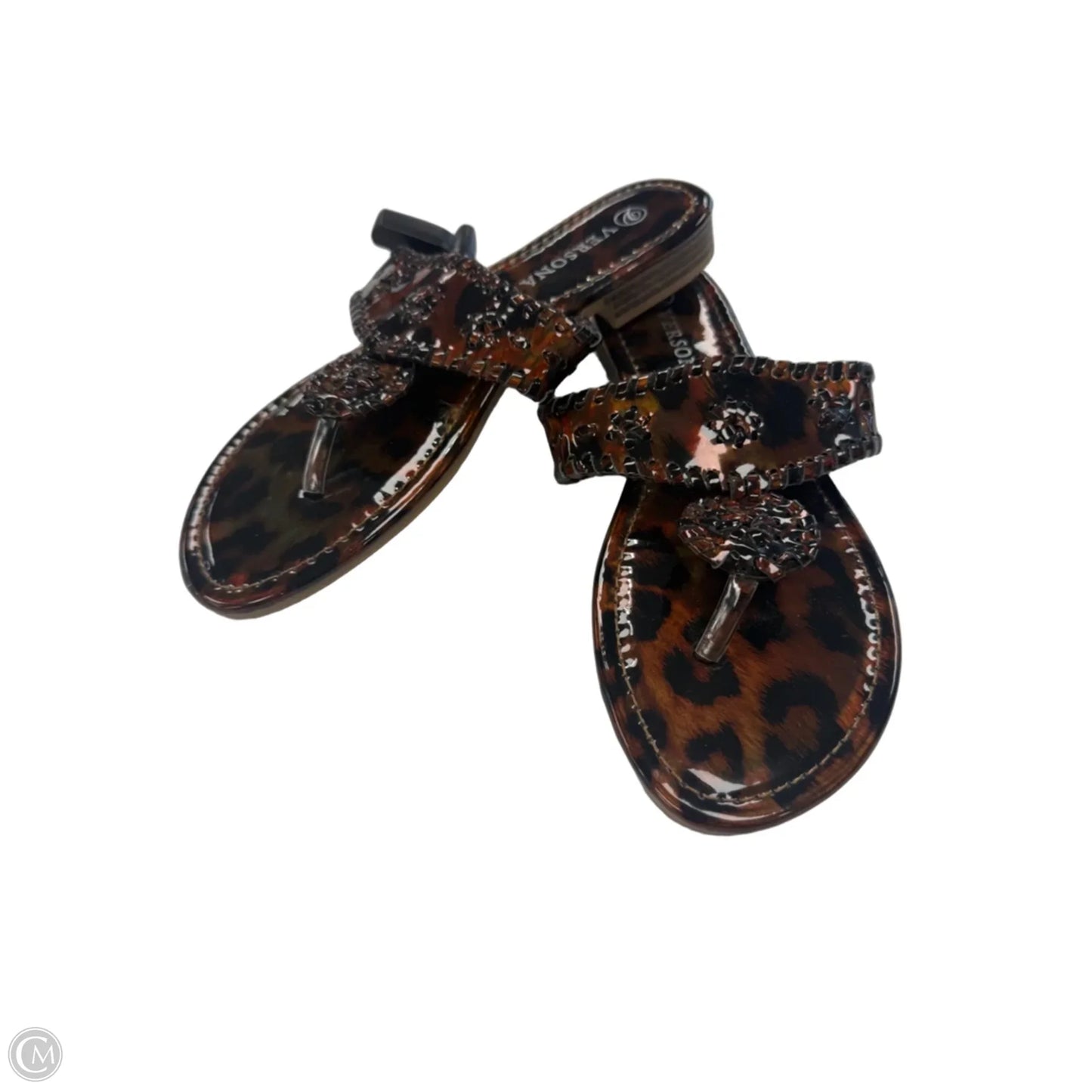 Sandals Flats By Versona In Black & Brown, Size: 8