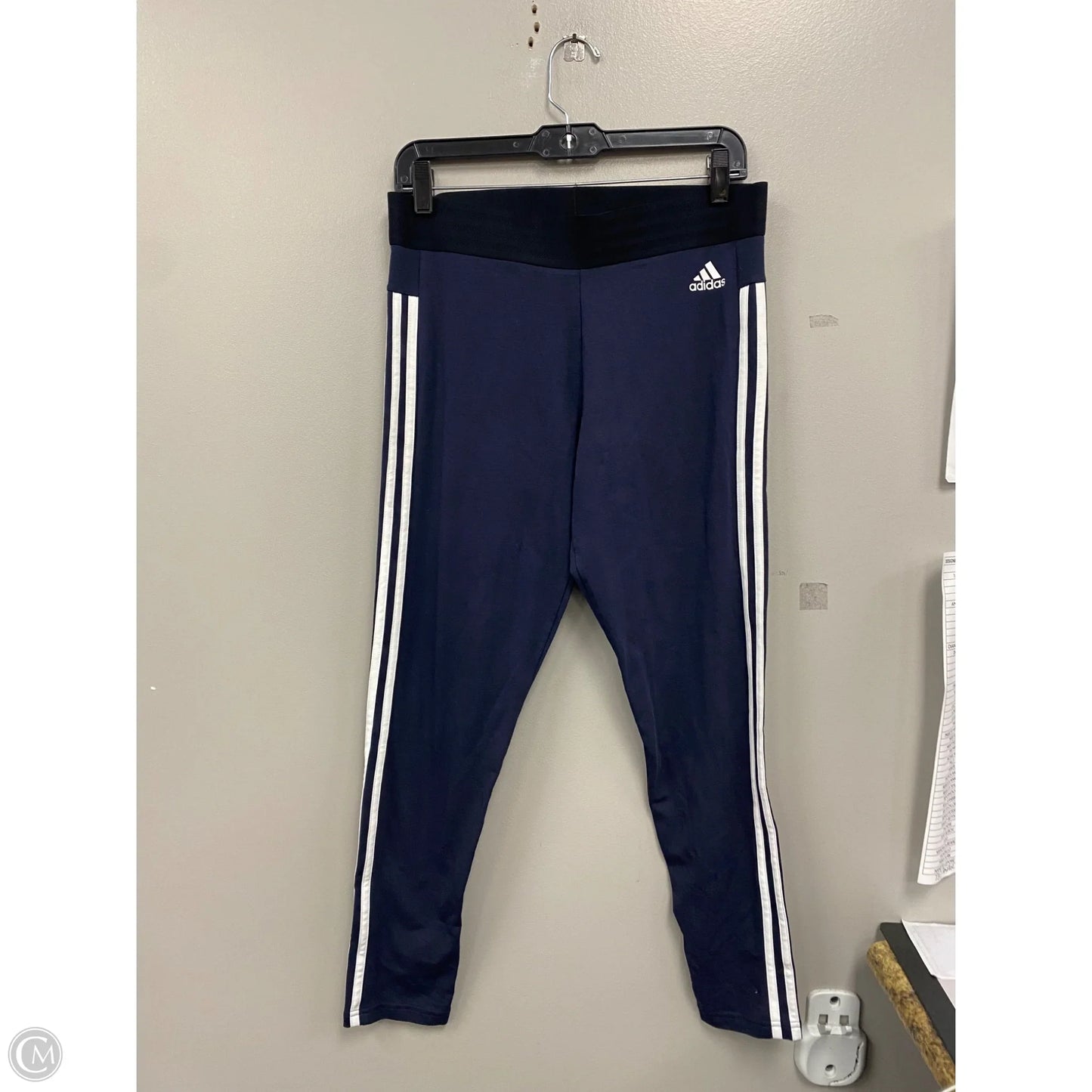 Athletic Leggings By Adidas In Blue & White, Size: L