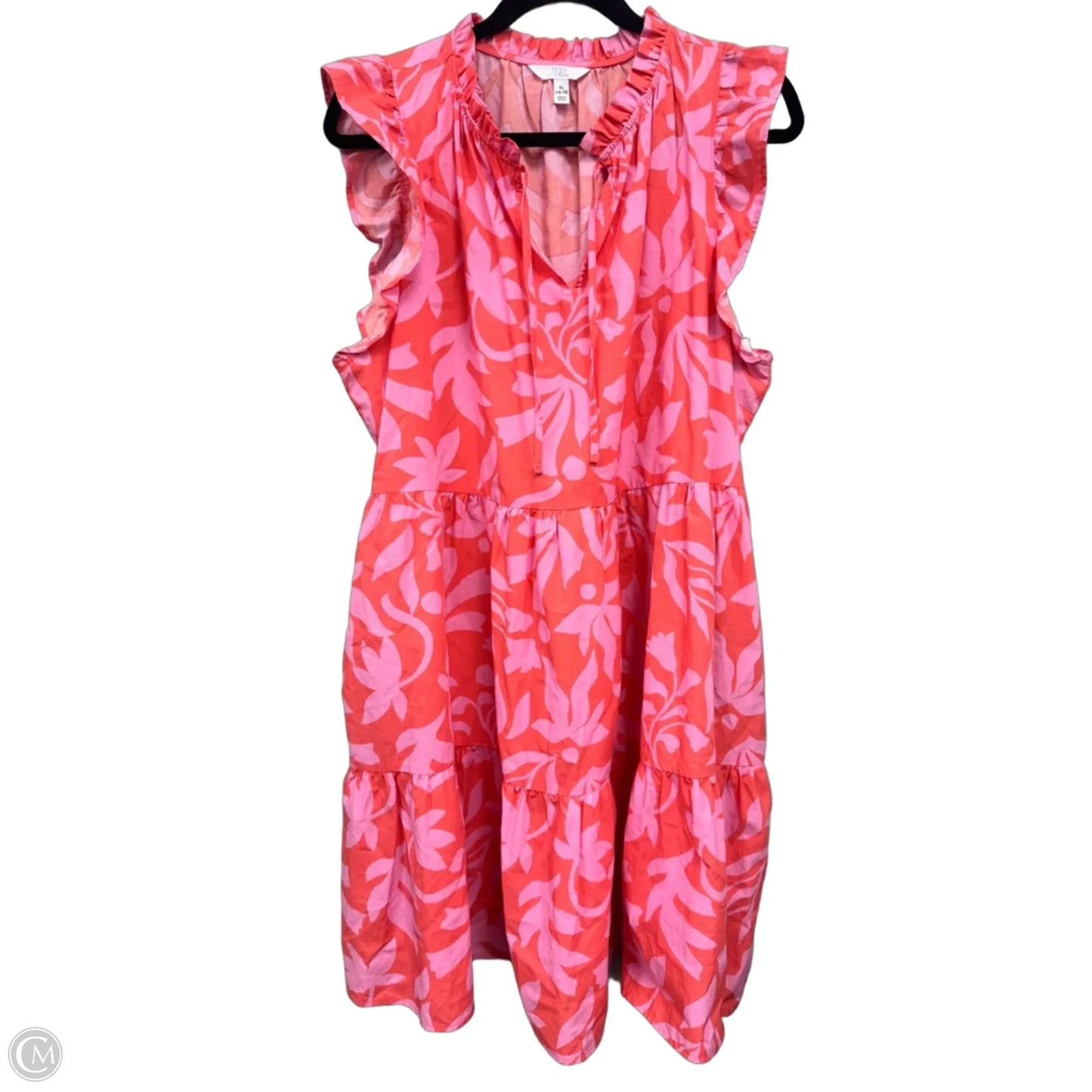 Dress Casual Short By Time And Tru In Orange & Pink, Size: Xl