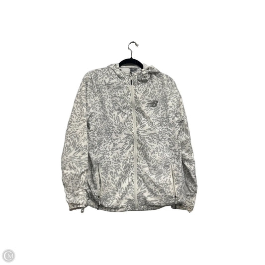 Athletic Jacket By New Balance In Grey & White, Size: L