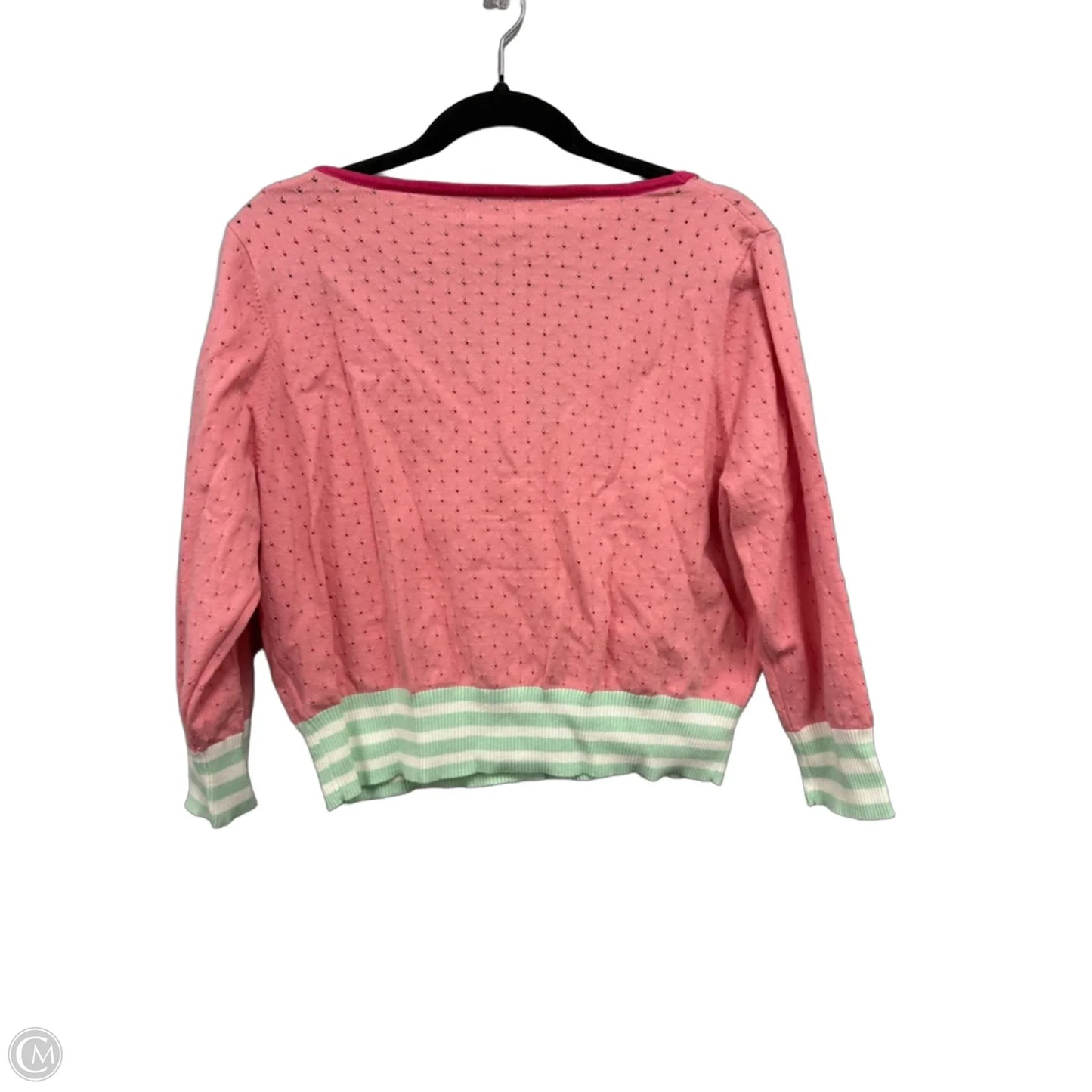 Cardigan By Clothes Mentor In Green & Pink, Size: 1x