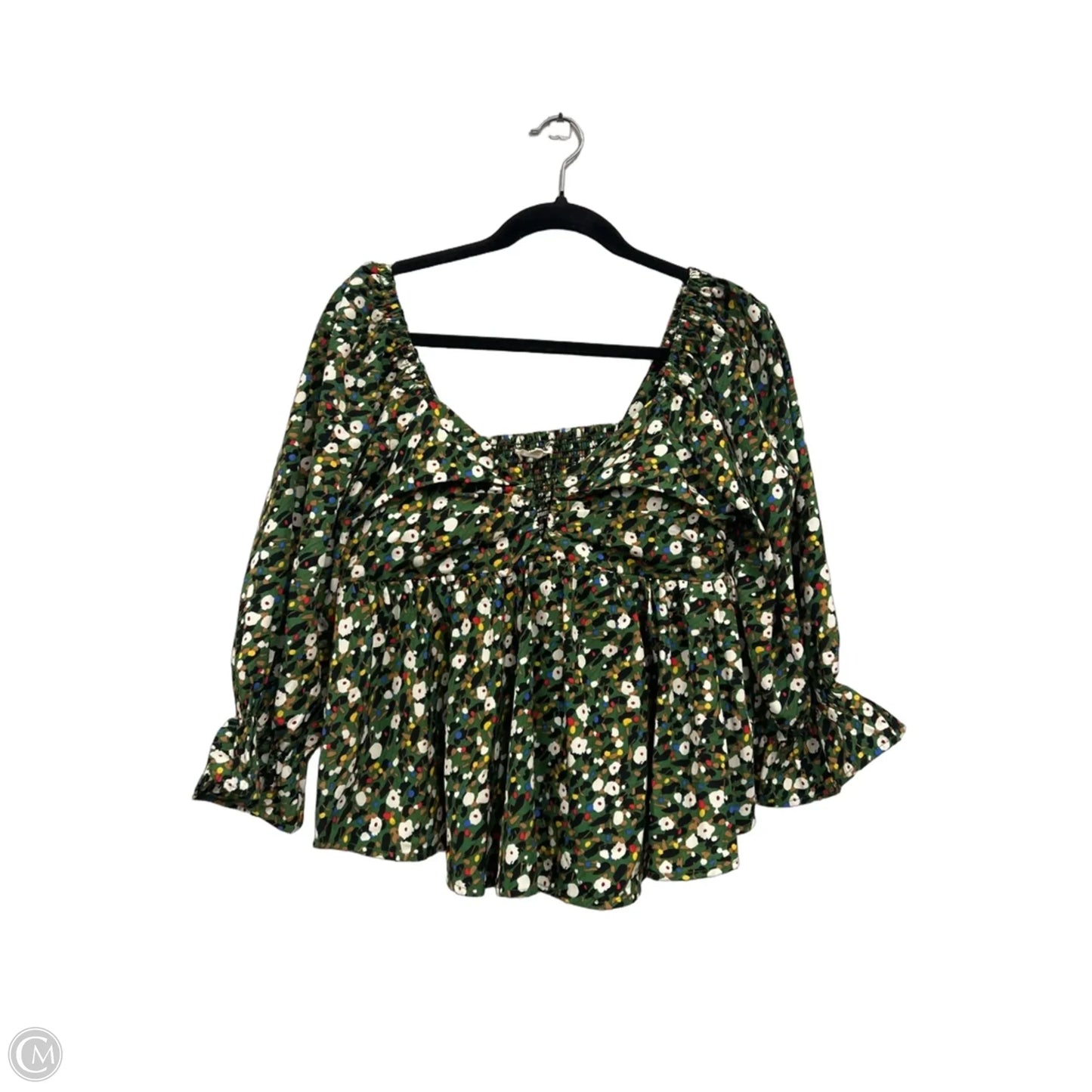 Top Short Sleeve By Entro In Green & White, Size: M