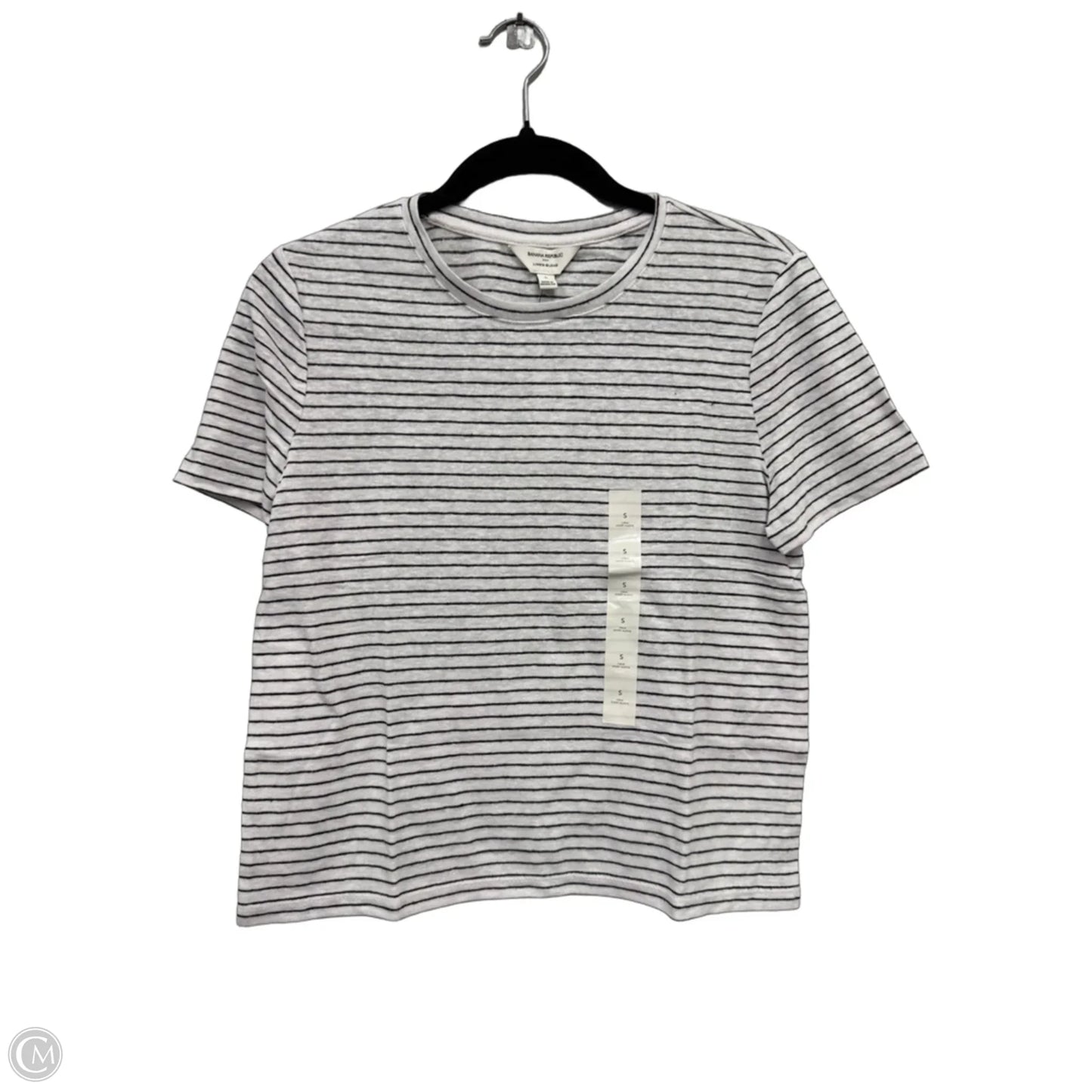 Top Short Sleeve Basic By Banana Republic In Black & White, Size: S