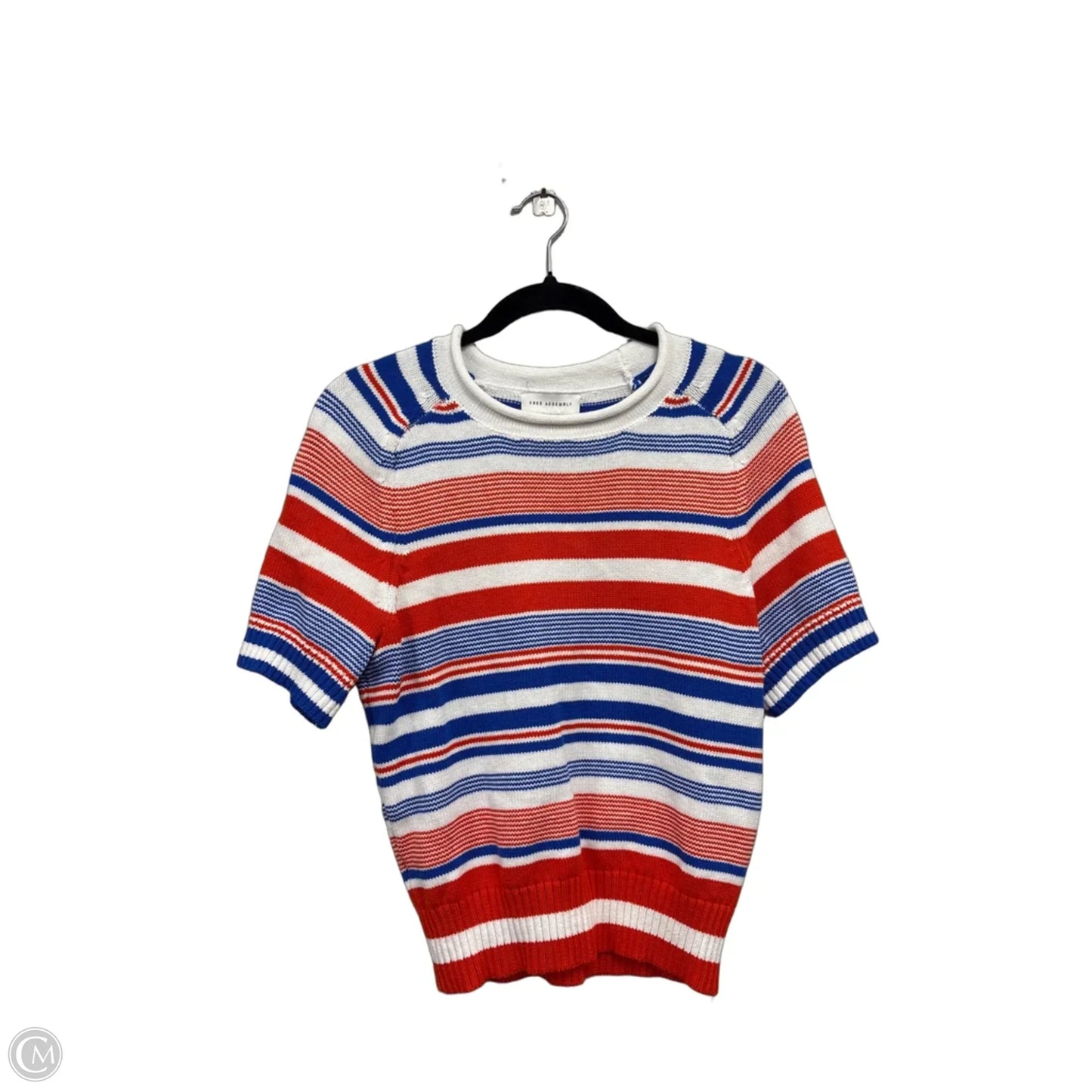 Sweater Short Sleeve By Free Assembly In Blue & Orange, Size: S