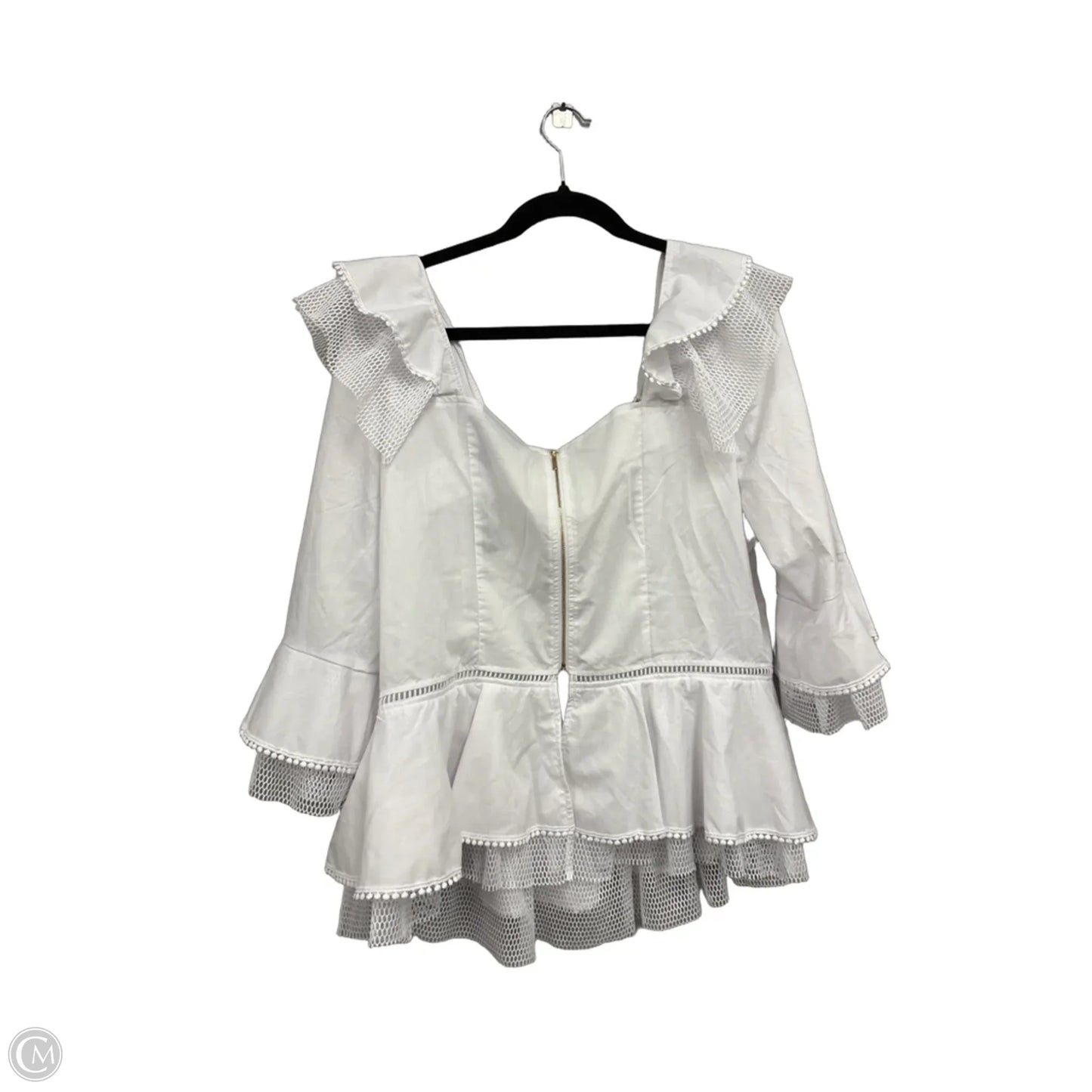 Top 3/4 Sleeve By Ashley Stewart In White, Size: 16