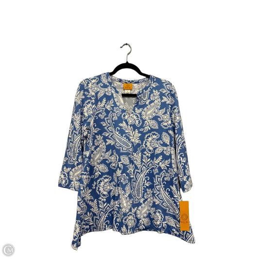 Top 3/4 Sleeve By Ruby Rd In Blue & White, Size: M