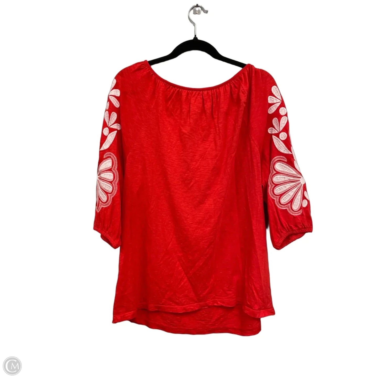 Top 3/4 Sleeve By Talbots In Red & White, Size: L