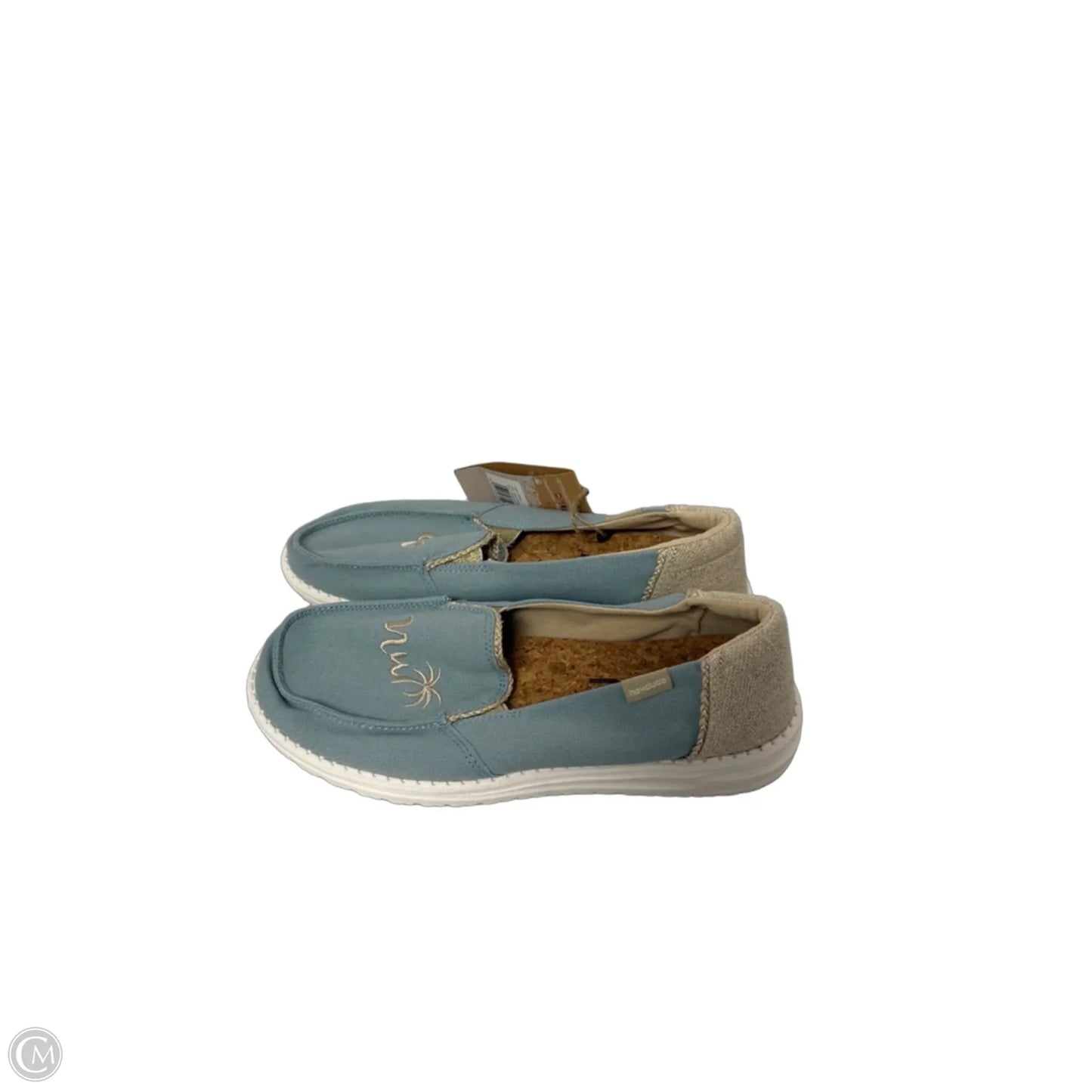 Shoes Sneakers By Hey Dude In Blue & Gold, Size: 8