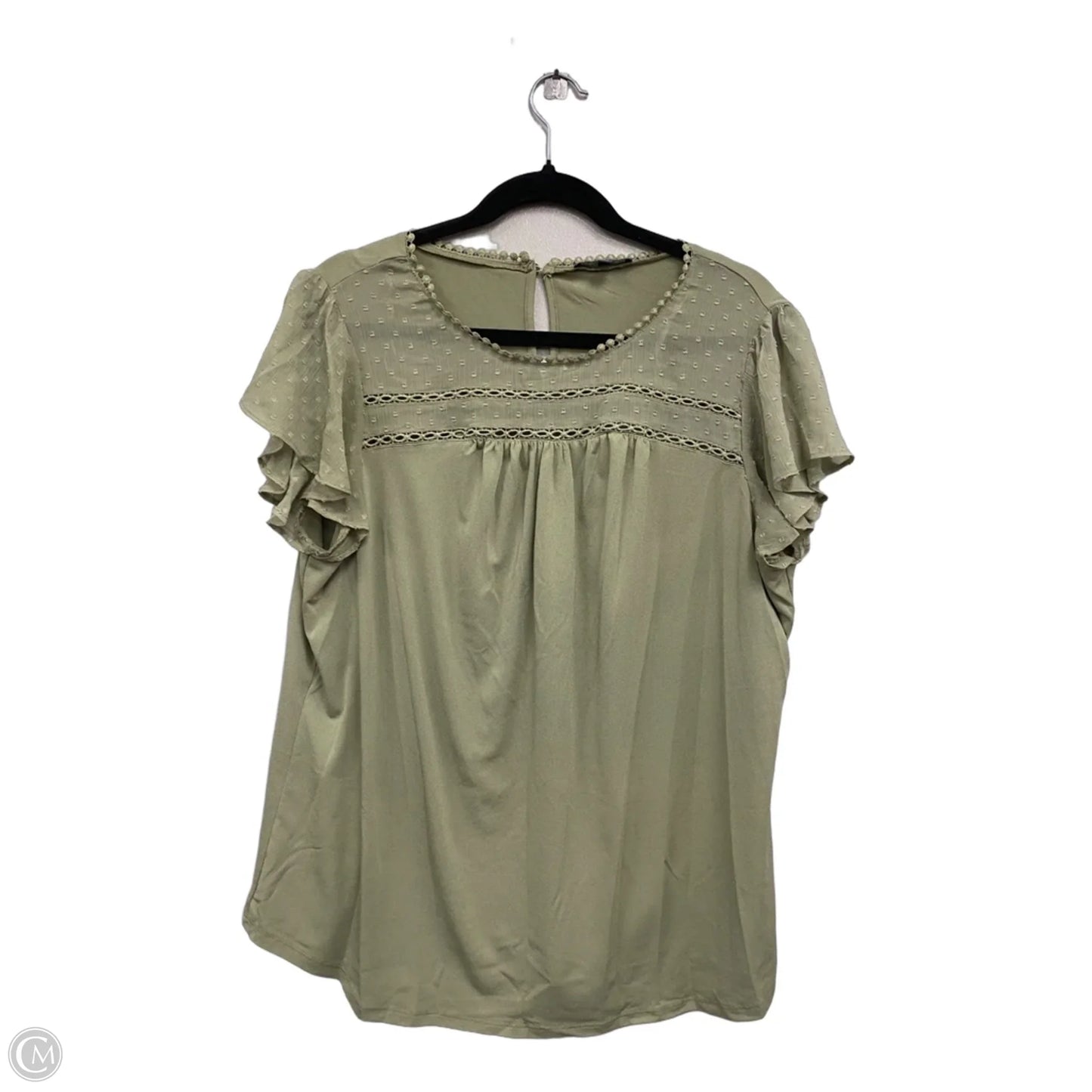 Top Short Sleeve By Adrianna Papell In Green, Size: 1x