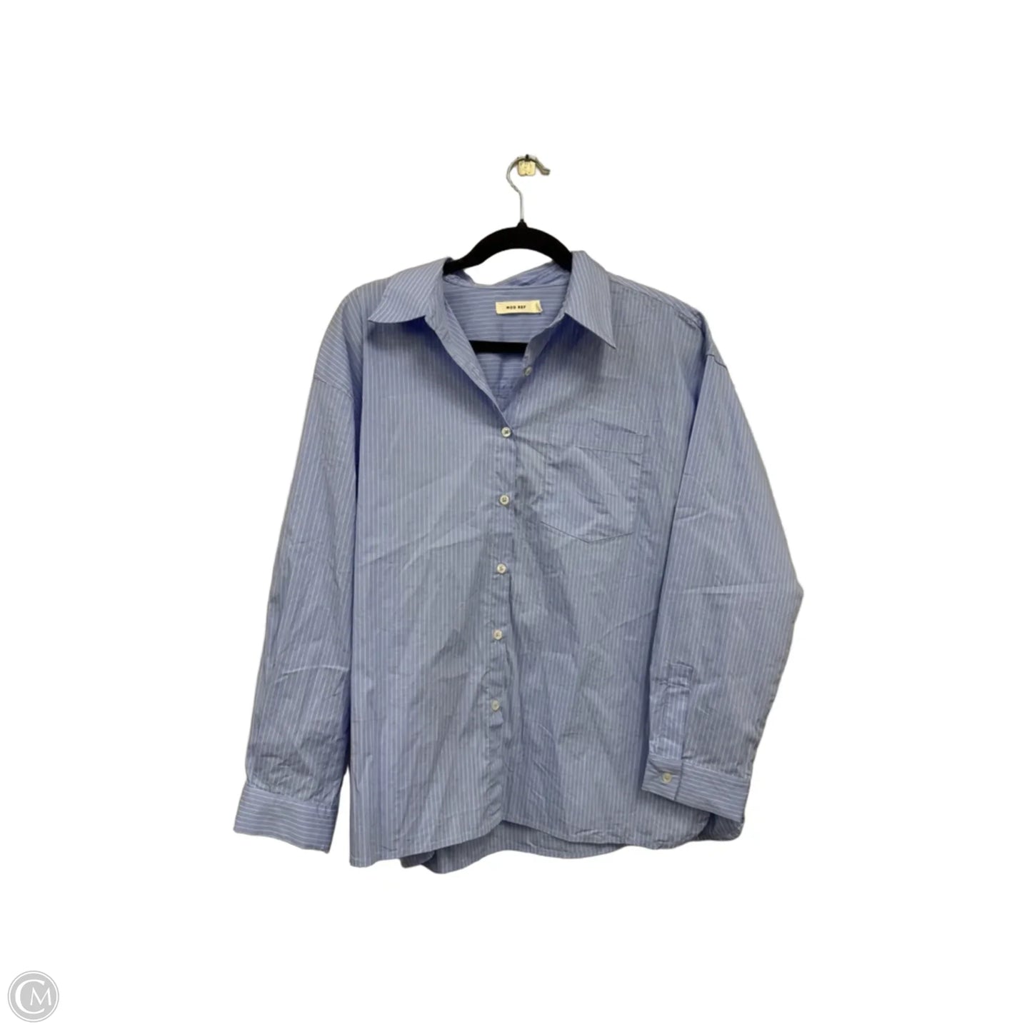 Top Long Sleeve By Mod Ref In Blue & White, Size: L