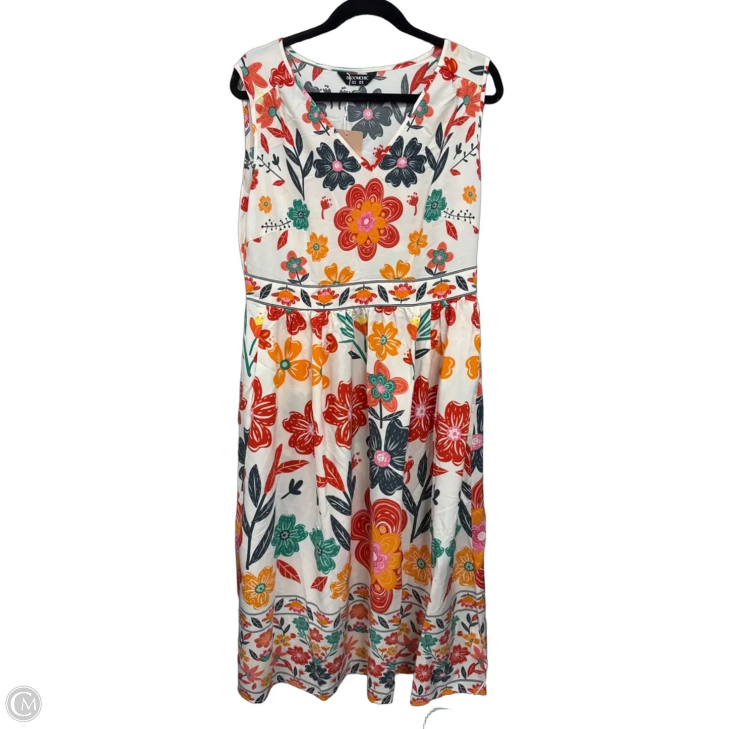 Dress Casual Maxi By Bloomchic In Cream & Orange, Size: 12