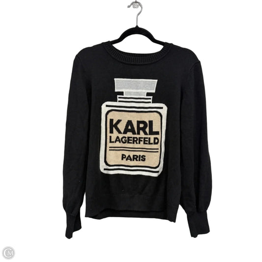 Sweater Designer By Karl Lagerfeld In Black & Gold, Size: M