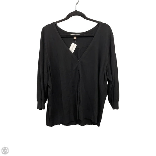 Cardigan By Roz And Ali In Black, Size: 3x