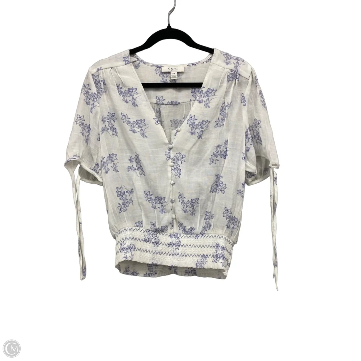 Top Short Sleeve By Clothes Mentor In Blue & White, Size: L