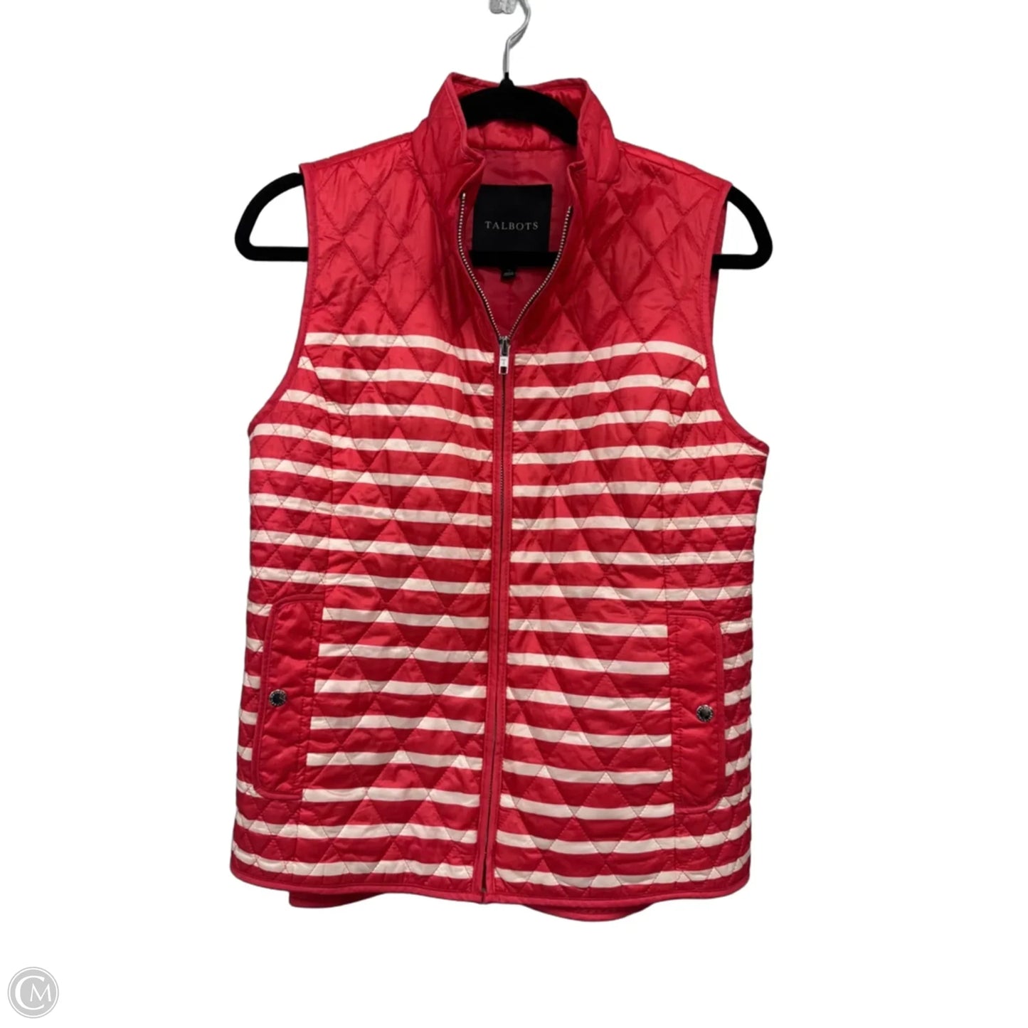 Vest Puffer & Quilted By Talbots In Red & White, Size: S