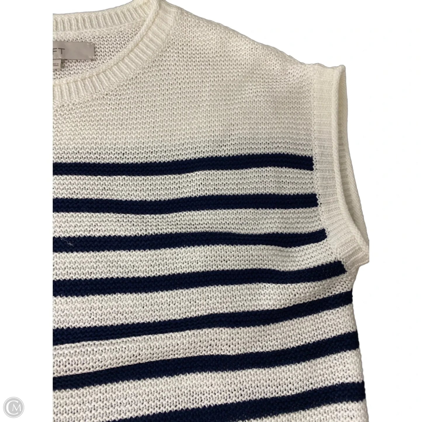 Sweater Short Sleeve By Loft In Black & Blue, Size: Xs