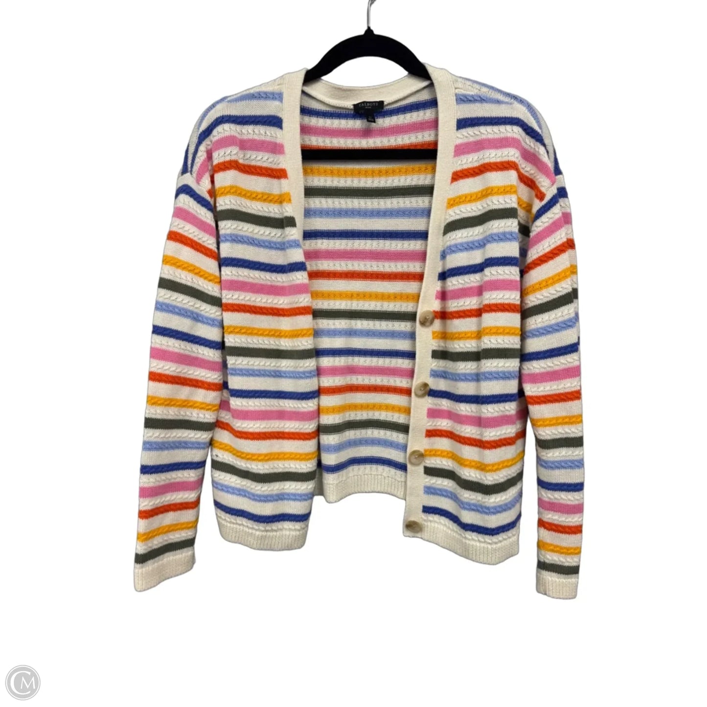 Sweater Cardigan By Talbots In Rainbow Print, Size: Lp