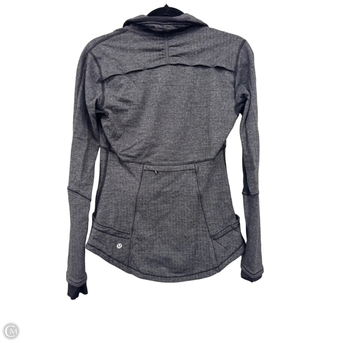 Athletic Jacket By Lululemon In Black & Grey, Size: 8