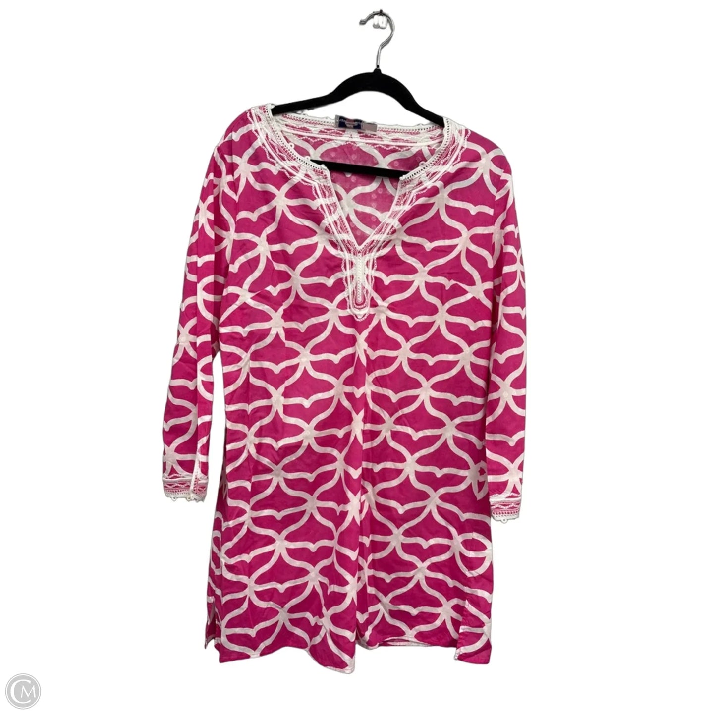 Swimwear Cover-up By Vineyard Vines In Pink & White, Size: L