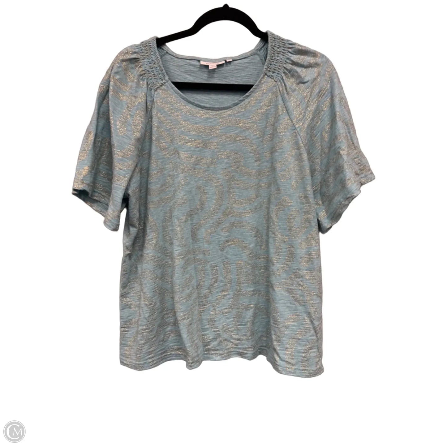 Top Short Sleeve By Chicos In Blue & Gold, Size: L