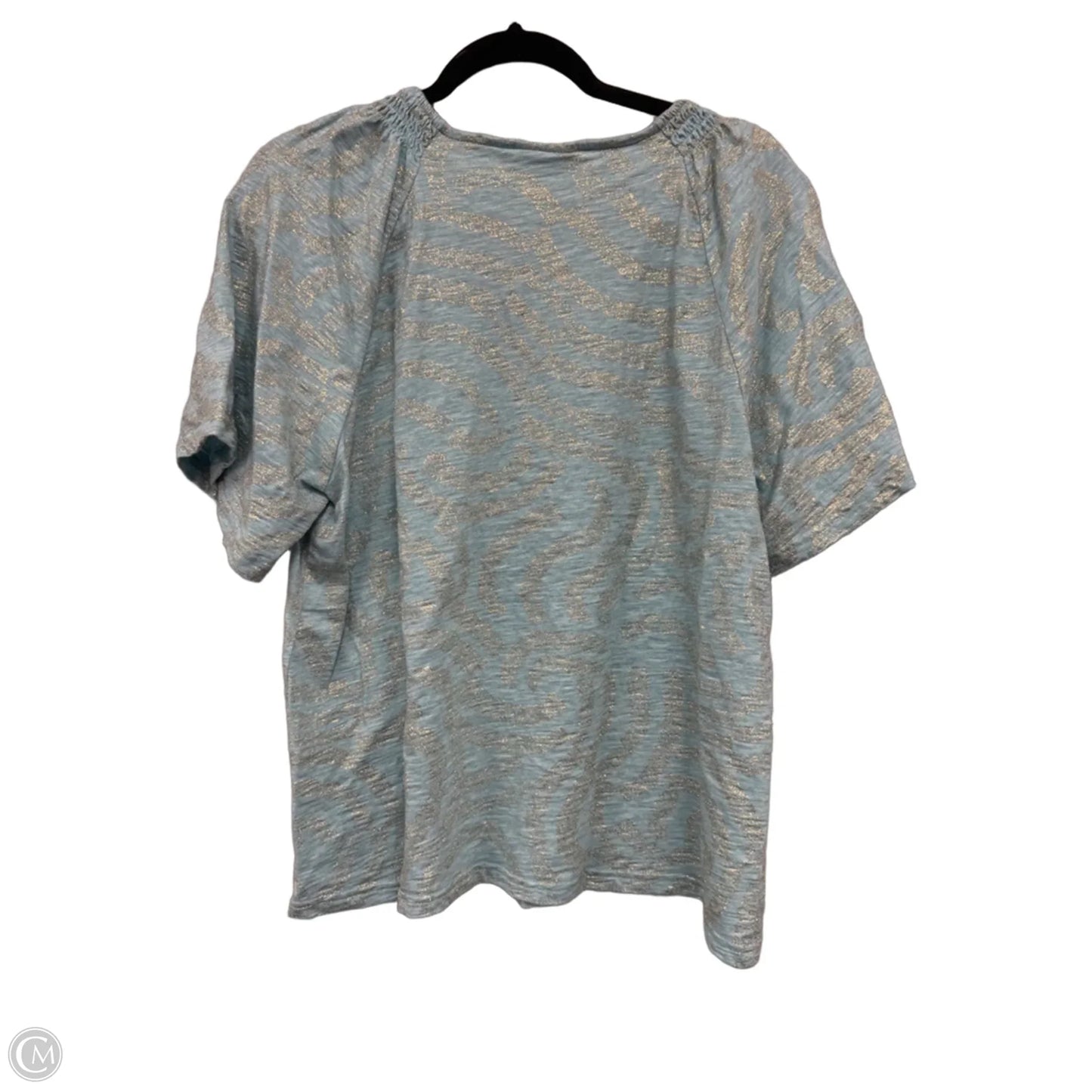 Top Short Sleeve By Chicos In Blue & Gold, Size: L