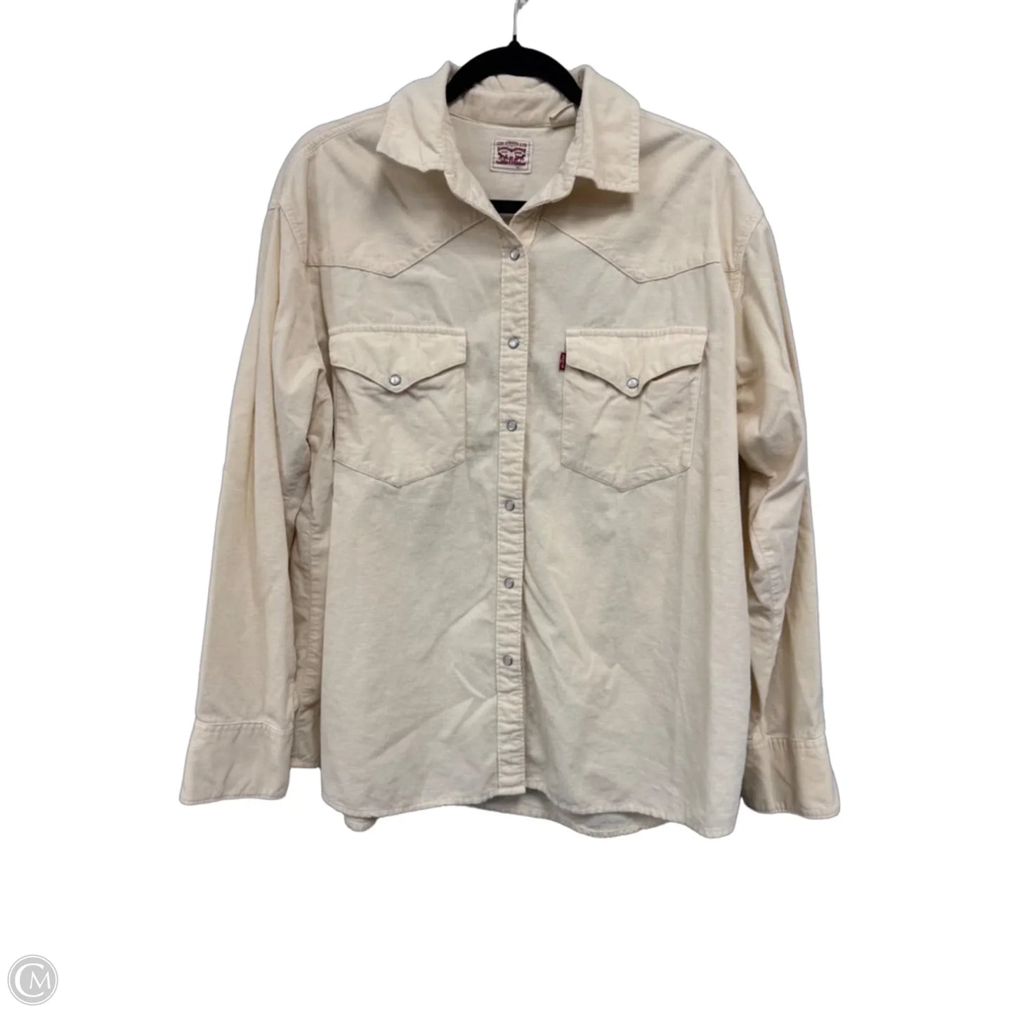 Top Long Sleeve By Levis In Cream, Size: L