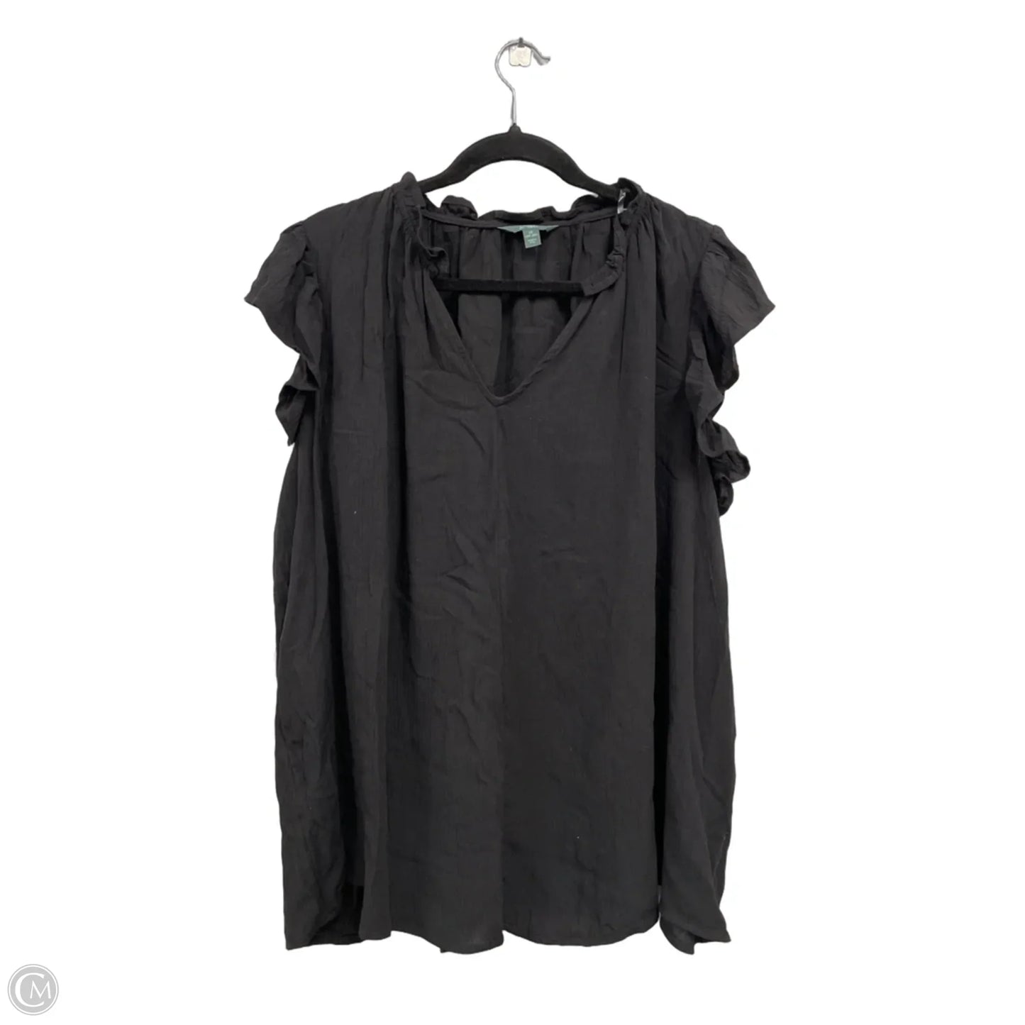 Top Short Sleeve By Terra & Sky In Black, Size: 2x