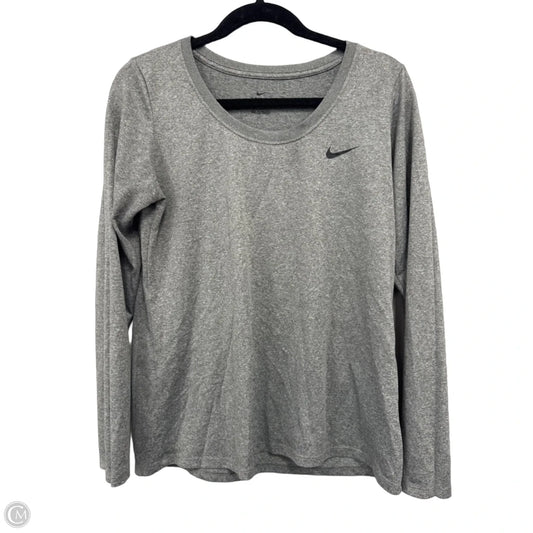 Athletic Top Long Sleeve Crewneck By Nike Apparel In Grey, Size: L