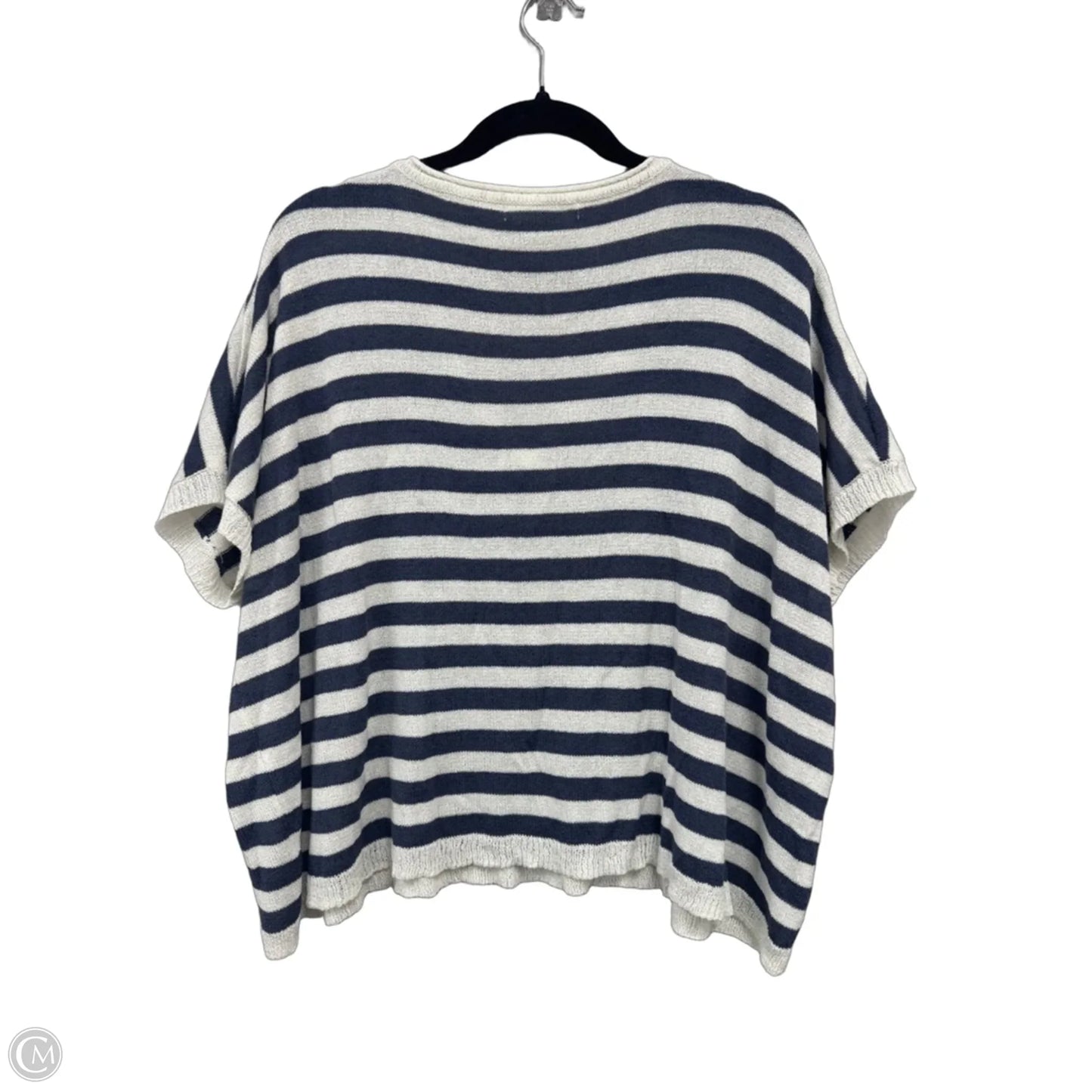 Sweater Short Sleeve By Mustard Seed In Blue & White, Size: M