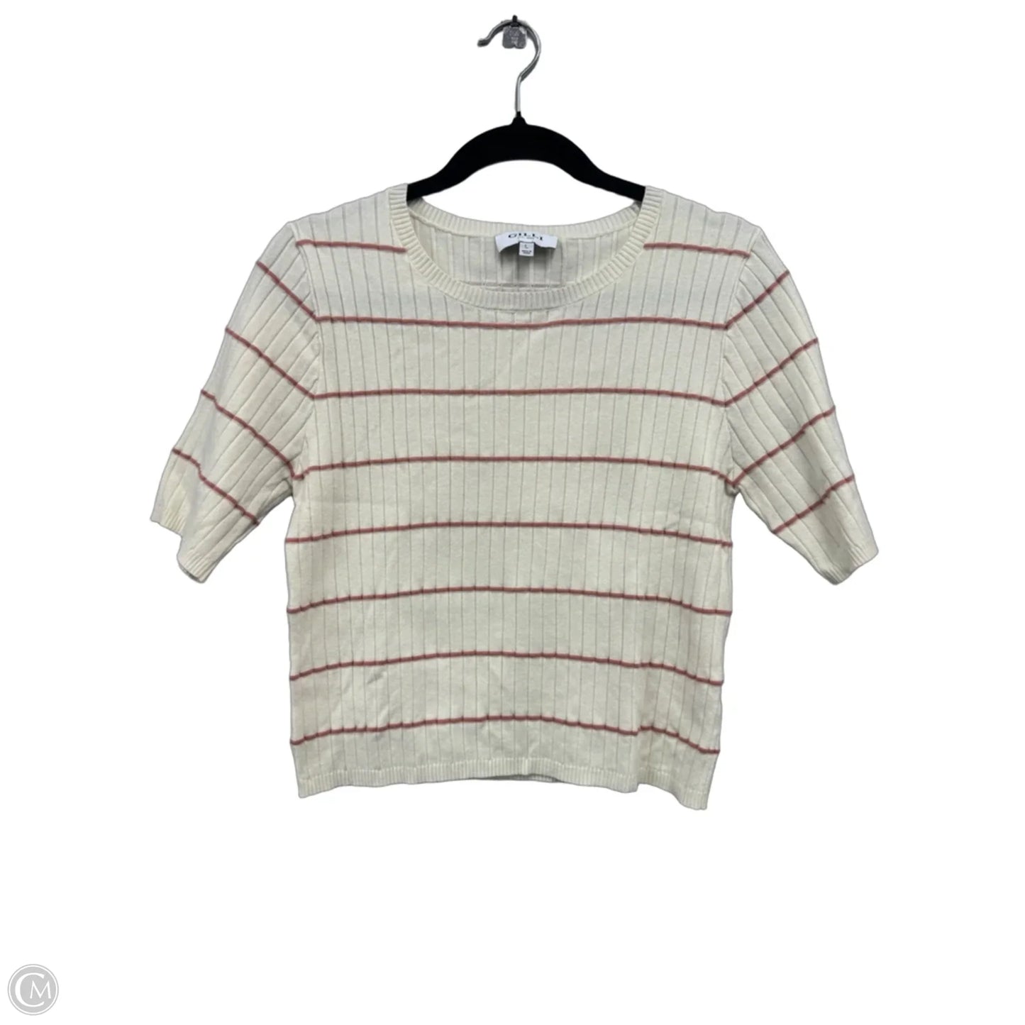 Sweater Short Sleeve By Gilli In Cream & Pink, Size: L