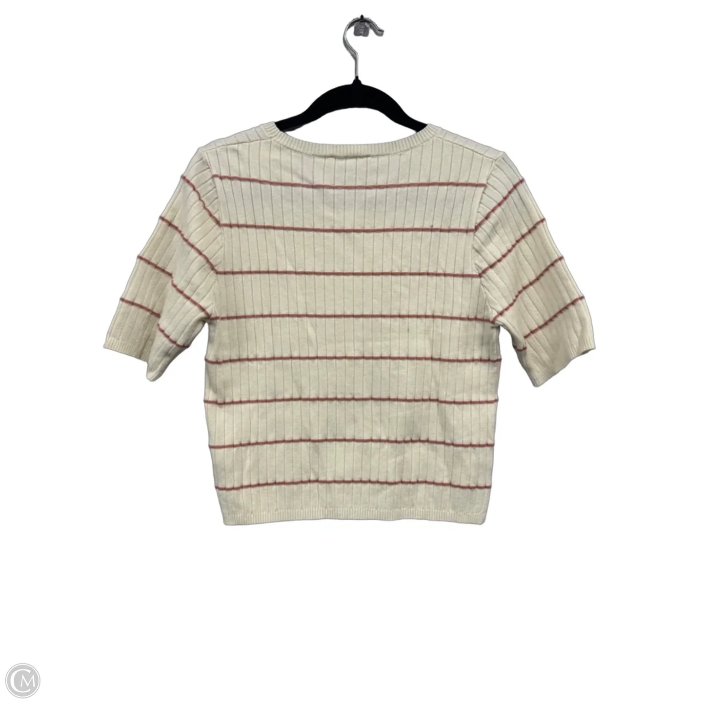 Sweater Short Sleeve By Gilli In Cream & Pink, Size: L