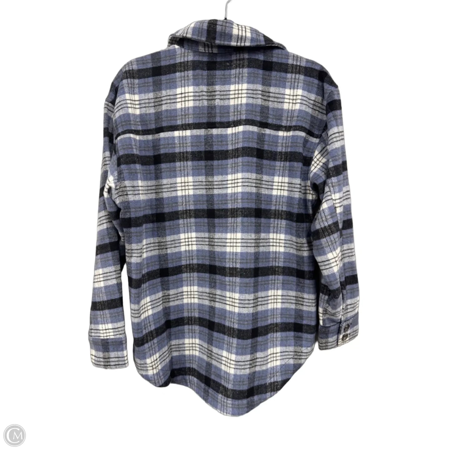 Jacket Shirt By Ymi In Black & Blue, Size: S