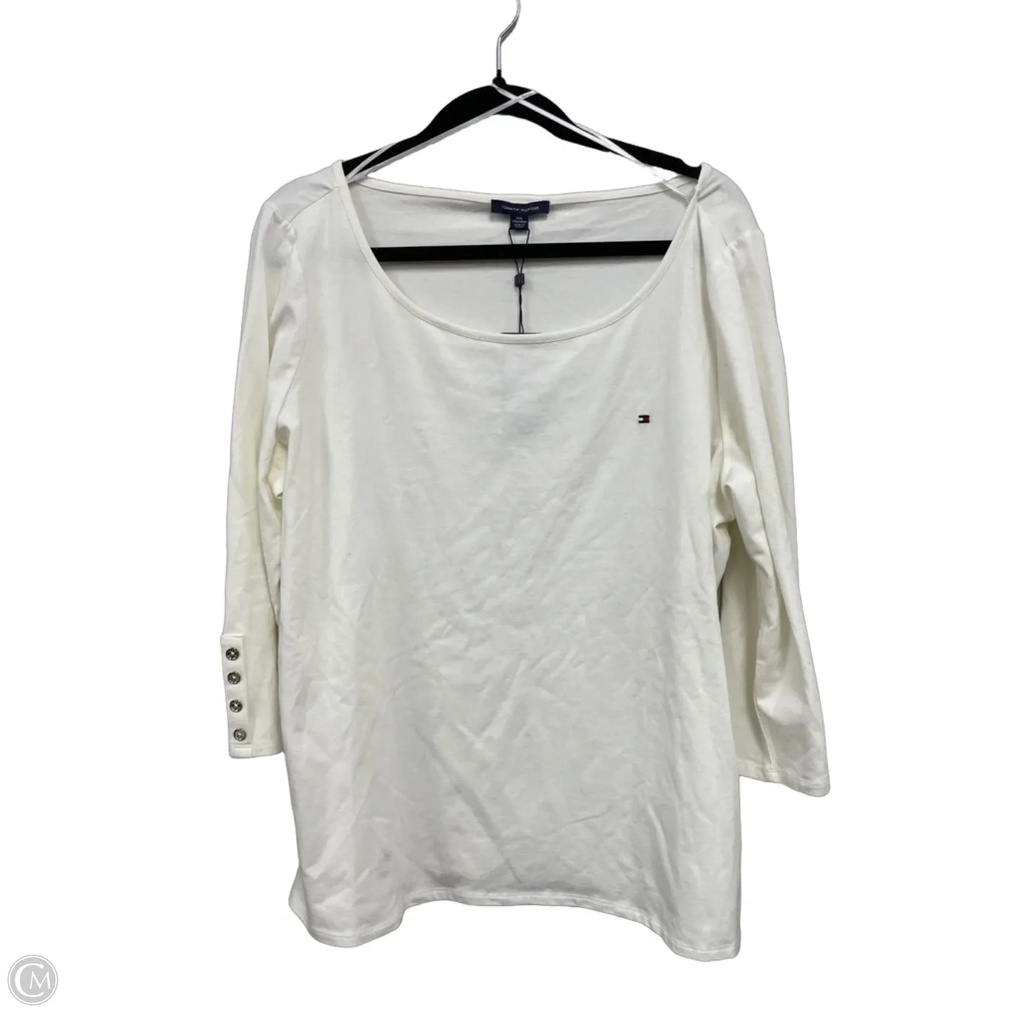 Top 3/4 Sleeve Basic By Tommy Hilfiger In Cream, Size: Xxl