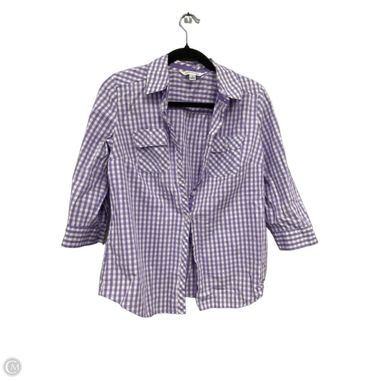 Top 3/4 Sleeve By Croft And Barrow In Purple & White, Size: S