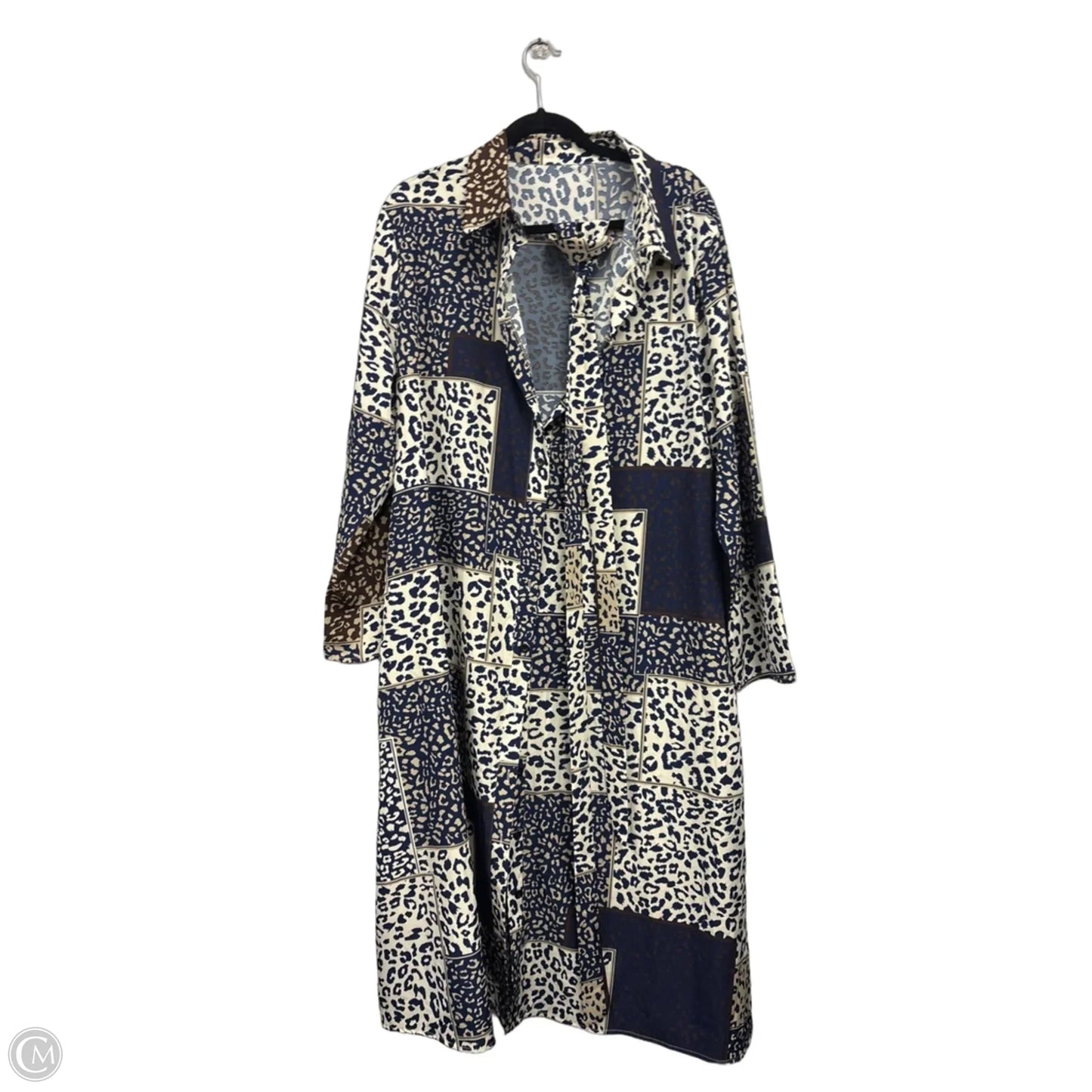 Dress Casual Midi By Clothes Mentor In Blue & Brown, Size: 2x