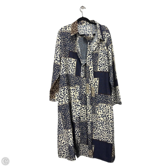 Dress Casual Midi By Clothes Mentor In Blue & Brown, Size: 2x