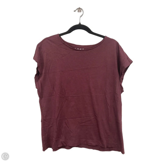 Top Short Sleeve Basic By Loft In Maroon, Size: L