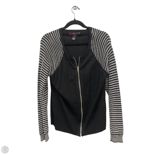 Sweater Cardigan By Peck And Peck In Black & White, Size: L