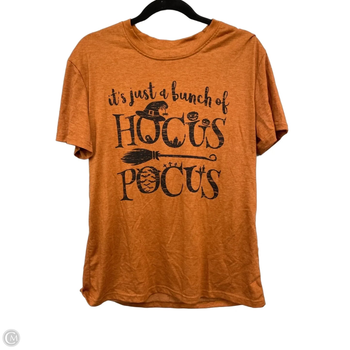 Top Short Sleeve Basic By Clothes Mentor In Black & Orange, Size: L