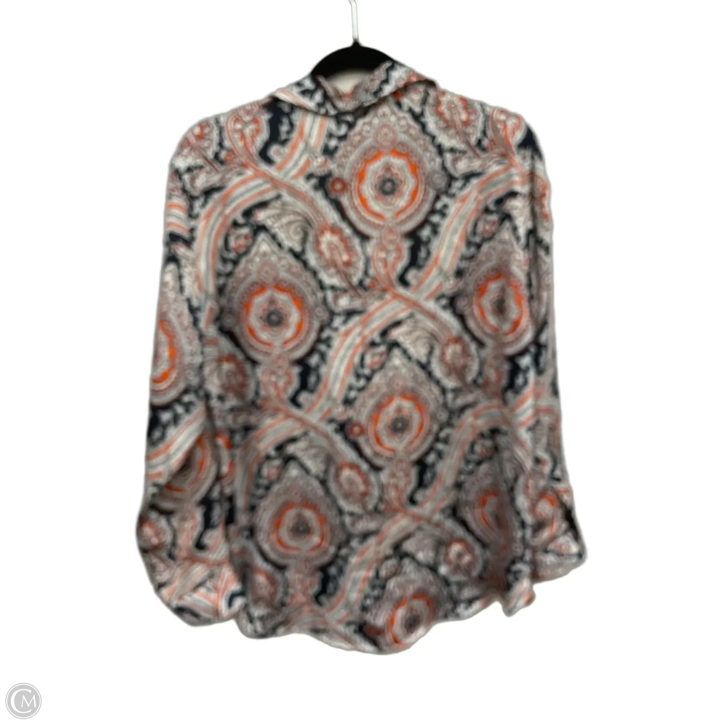 Blouse Long Sleeve By Michael By Michael Kors In Blue & Orange, Size: M