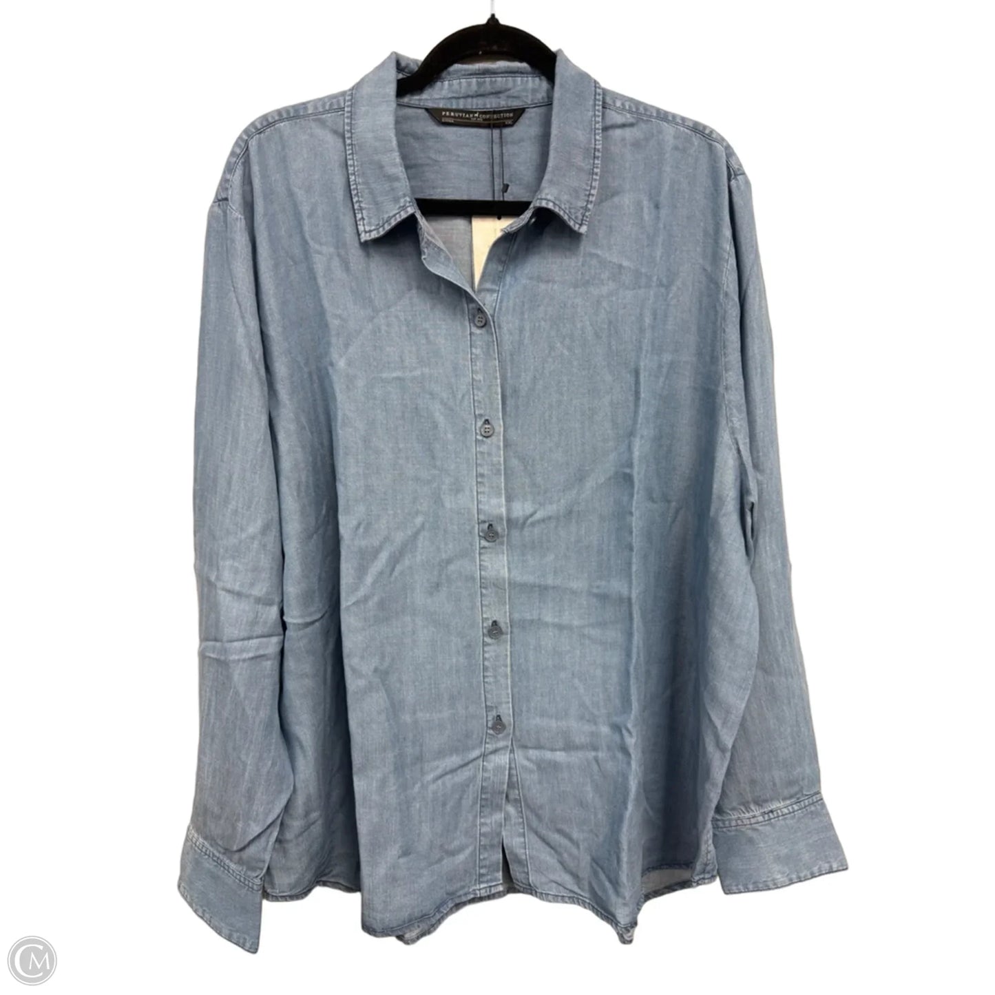Top Long Sleeve By Peruvian Connection In Blue, Size: Xxl