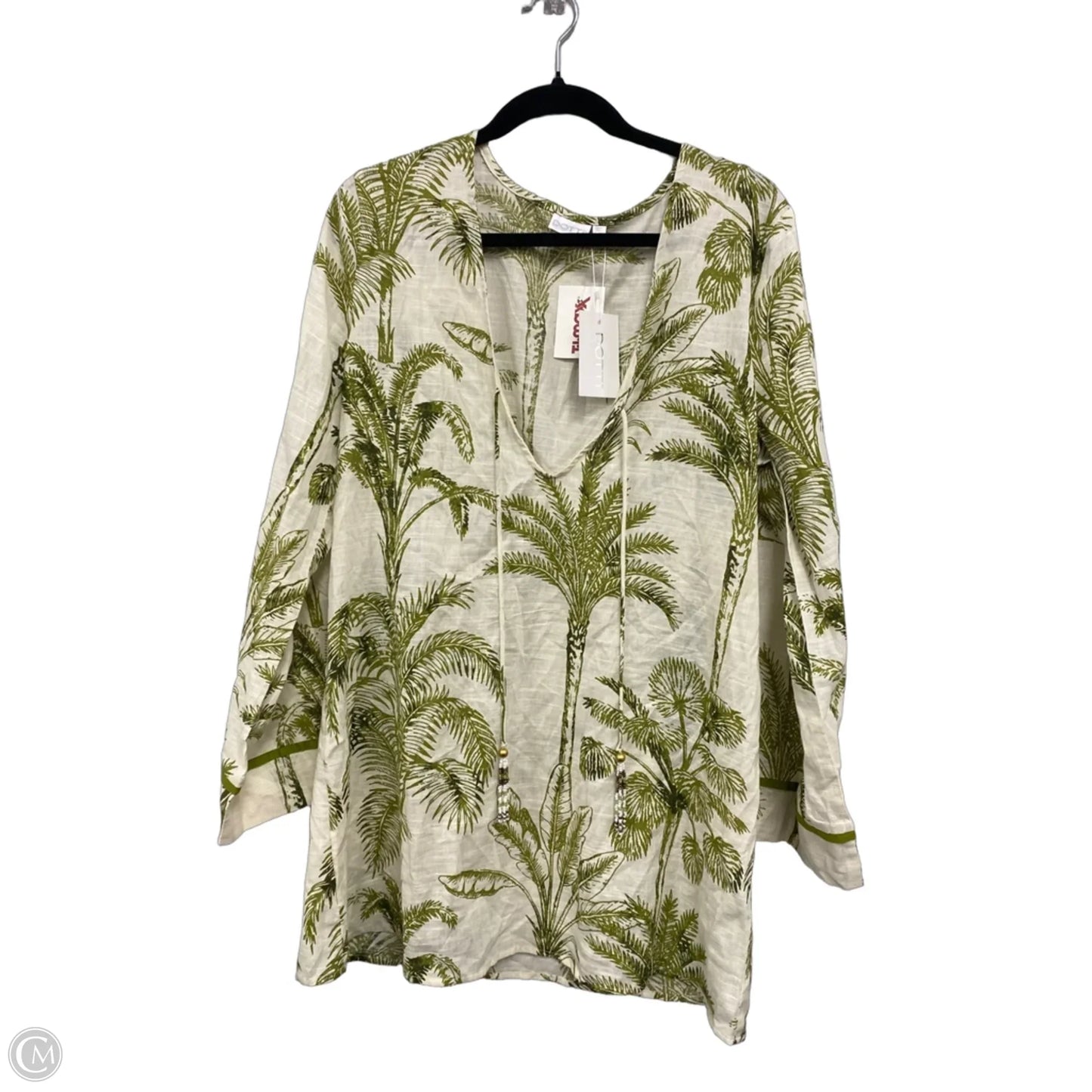 Swimwear Cover-up By Dotti In Cream & Green, Size: M