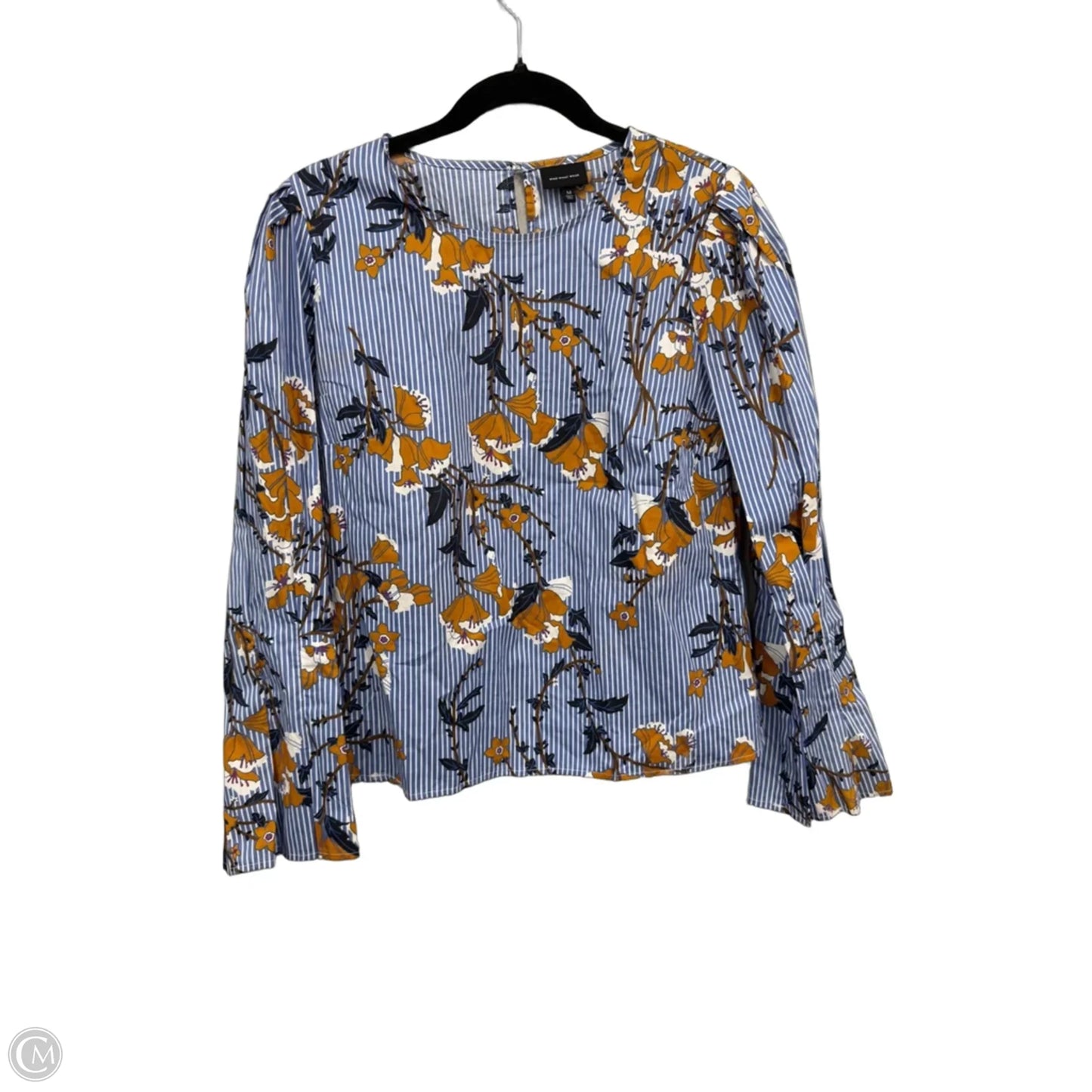 Top Long Sleeve By Who What Wear In Blue & Orange, Size: M