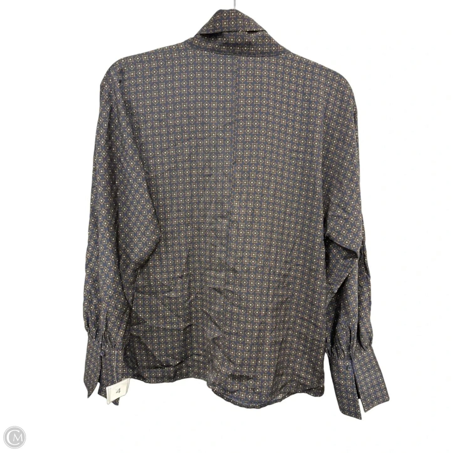 Blouse Long Sleeve By Banana Republic In Blue & Brown, Size: S