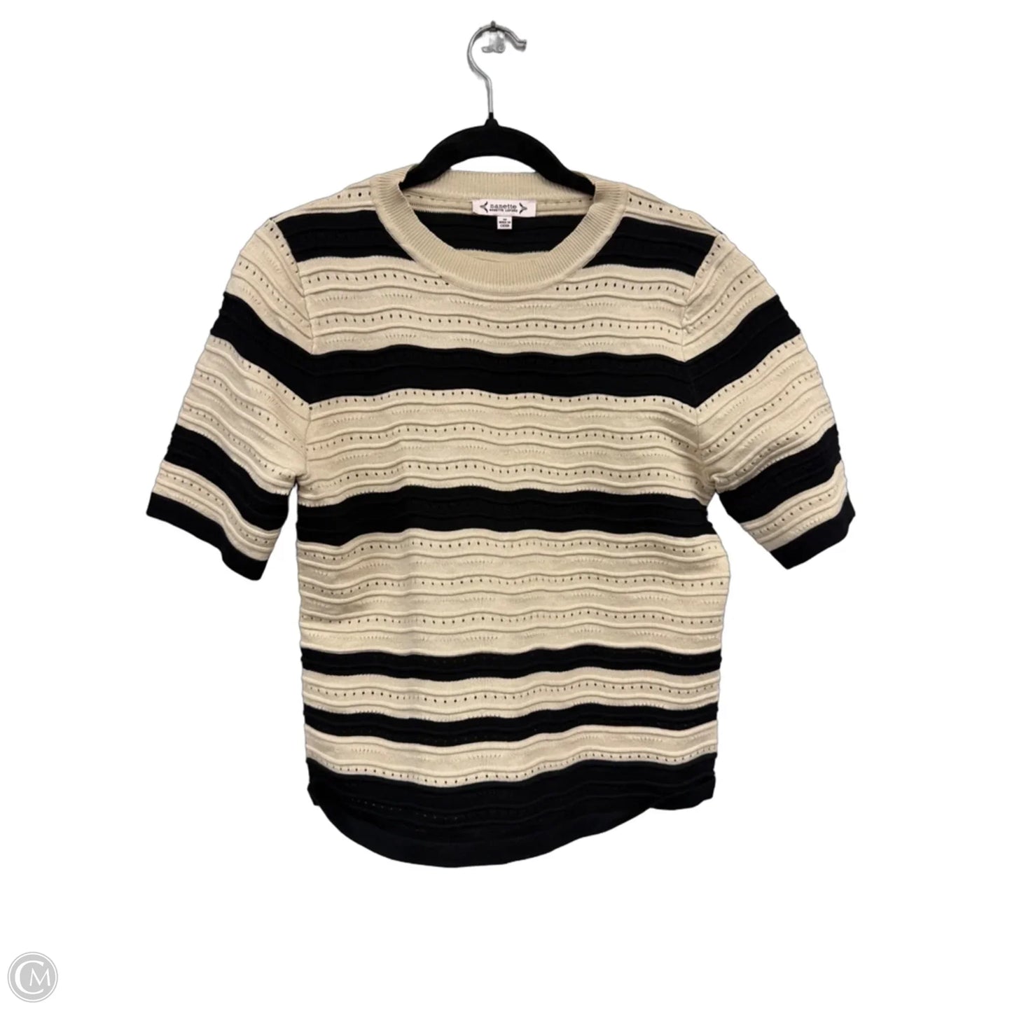 Sweater Short Sleeve By Nanette By Nanette Lepore In Black & Tan, Size: M